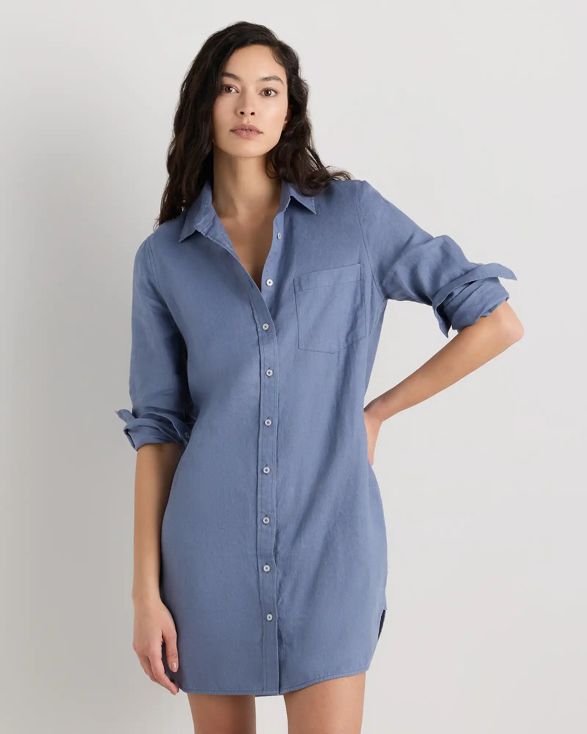 100% European Linen Shirt Dress