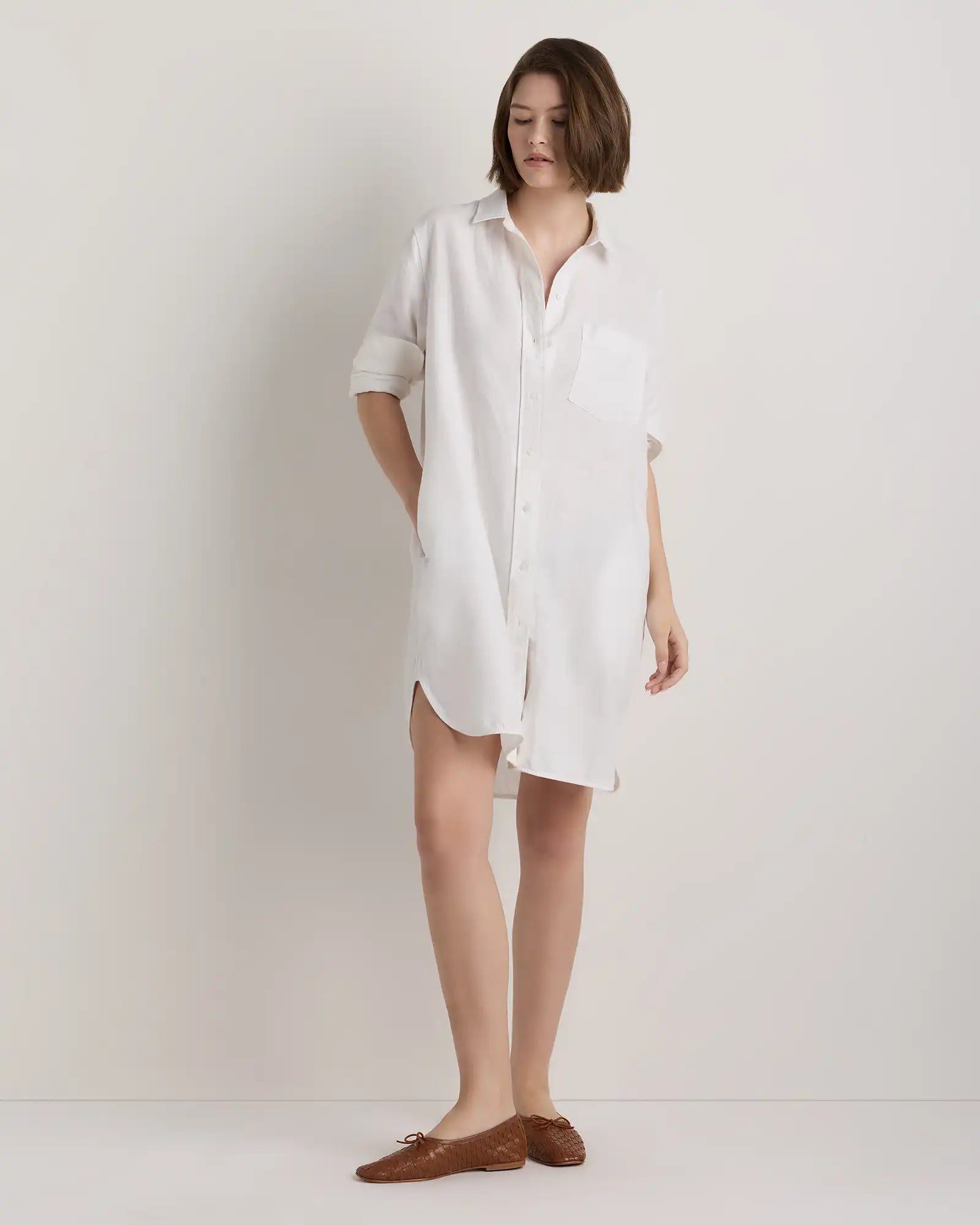 100% European Linen Shirt Dress