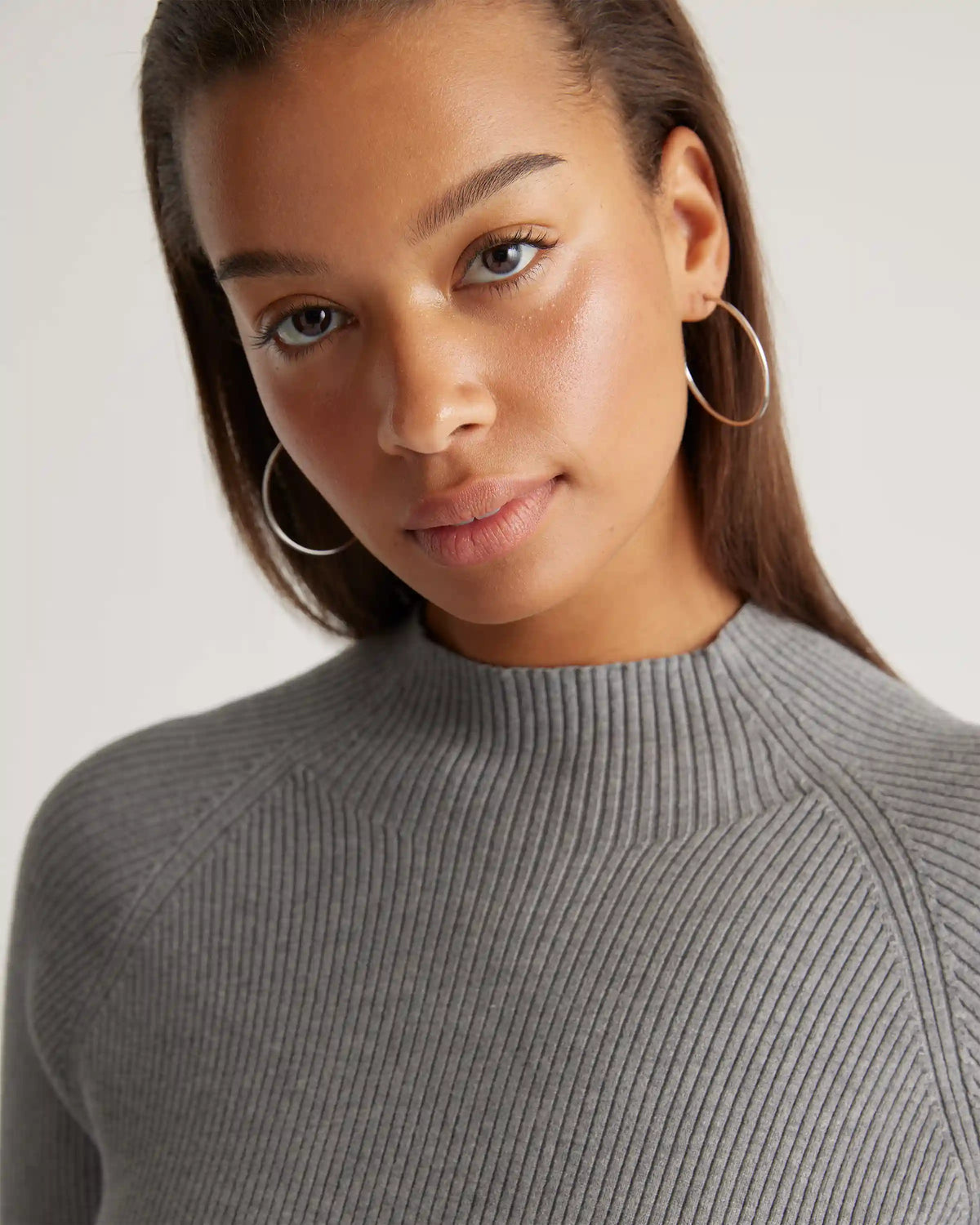 Eco-Knit Ribbed Mock Neck Sweater Dress