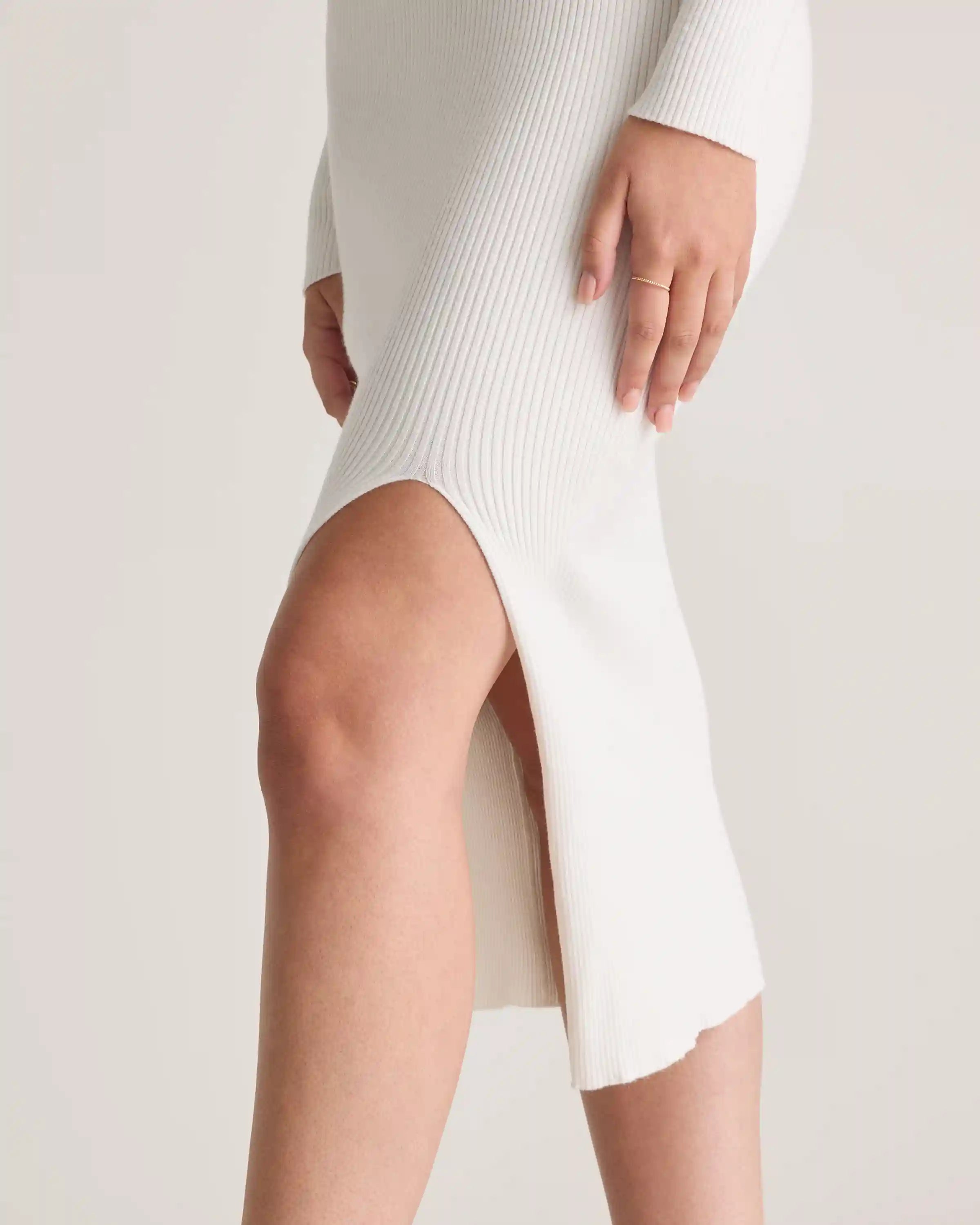 Eco-Knit Ribbed Mock Neck Sweater Dress