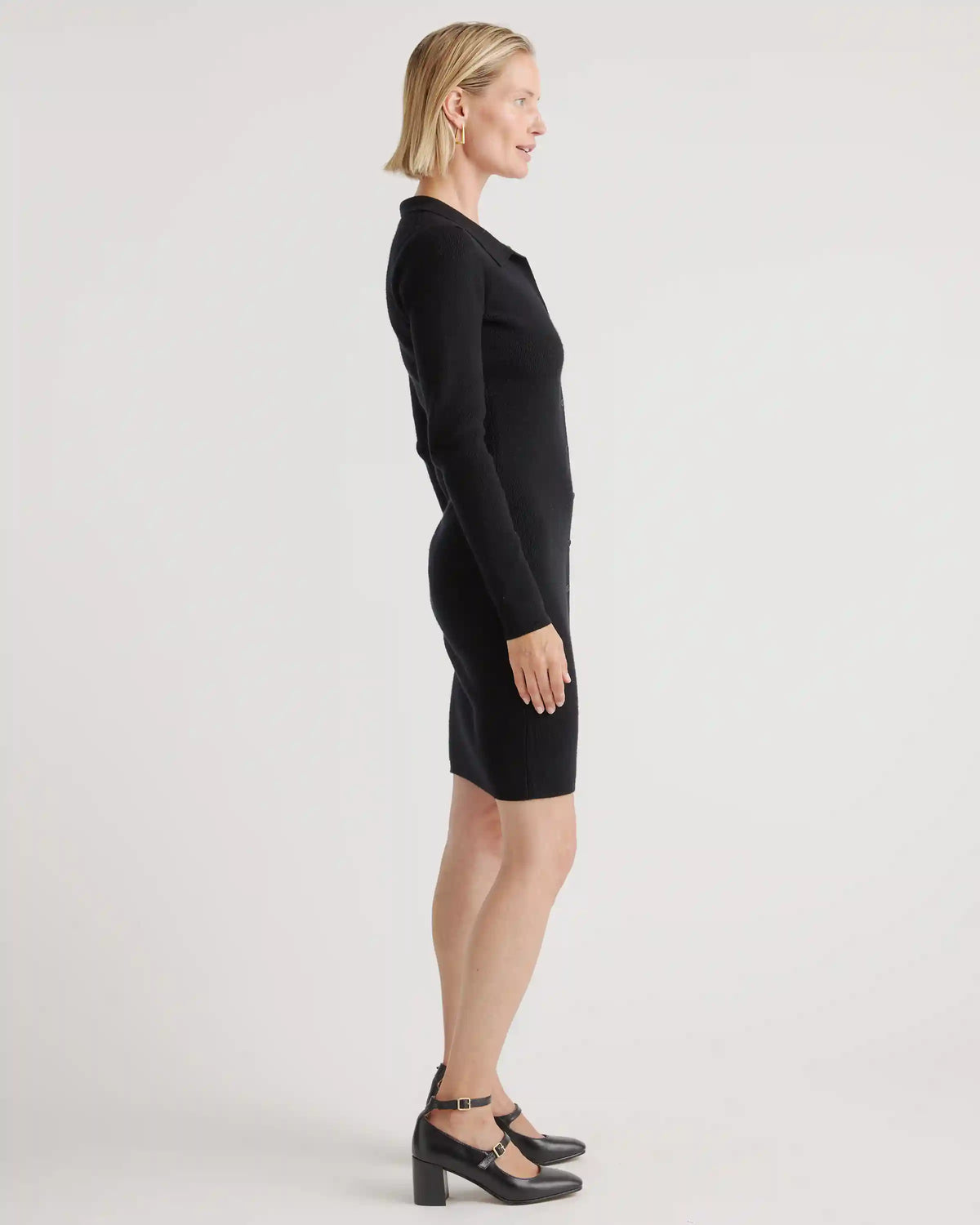 Eco-Knit Button-Up Sweater Dress