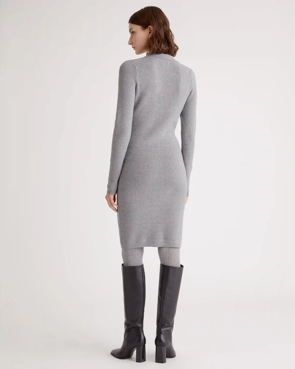 Eco-Knit Button-Up Sweater Dress