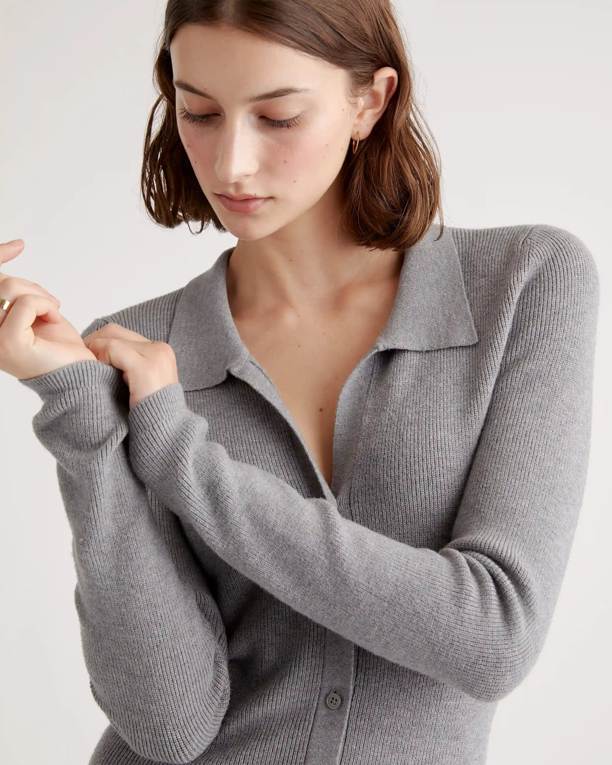 Eco-Knit Button-Up Sweater Dress