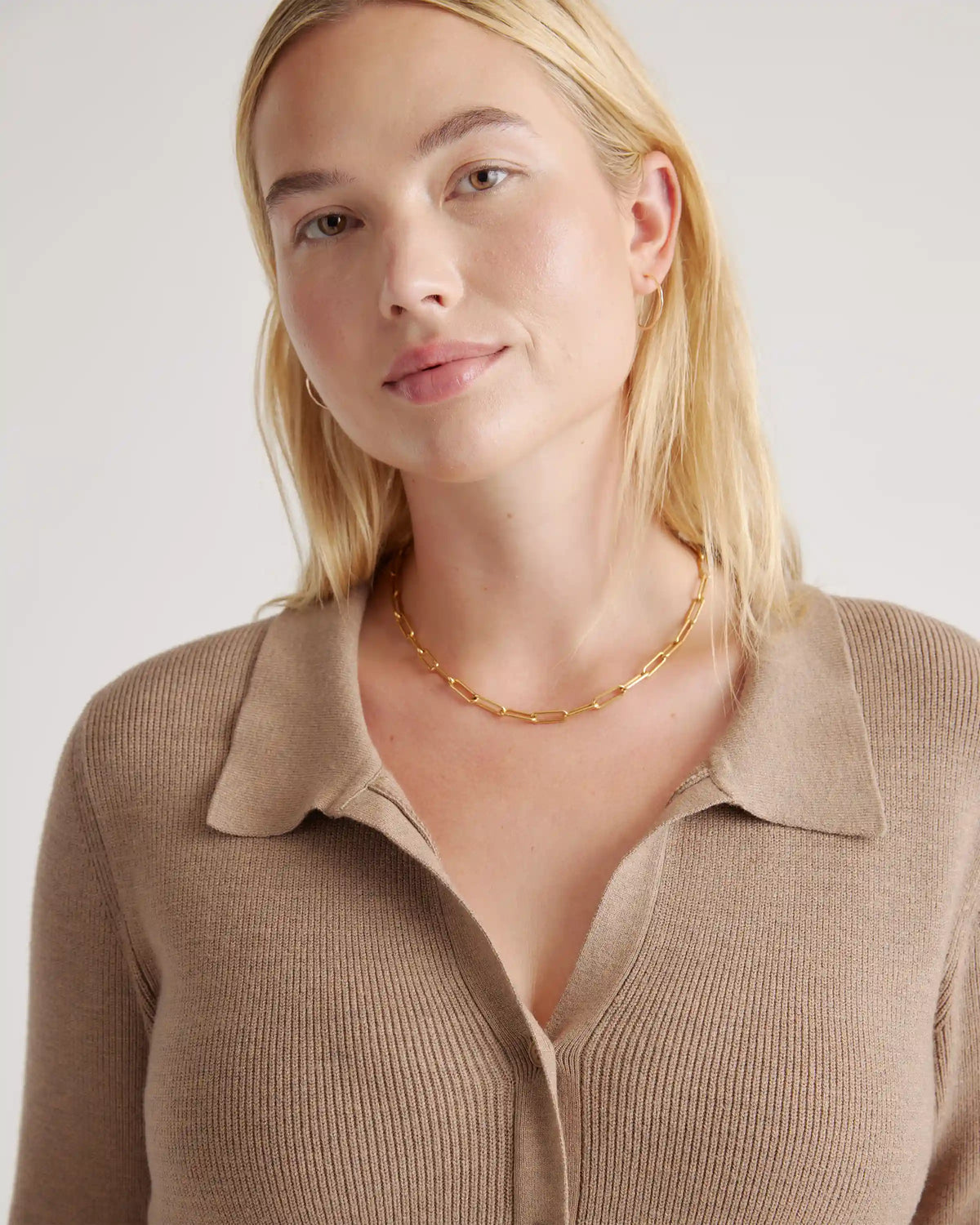Eco-Knit Button-Up Sweater Dress