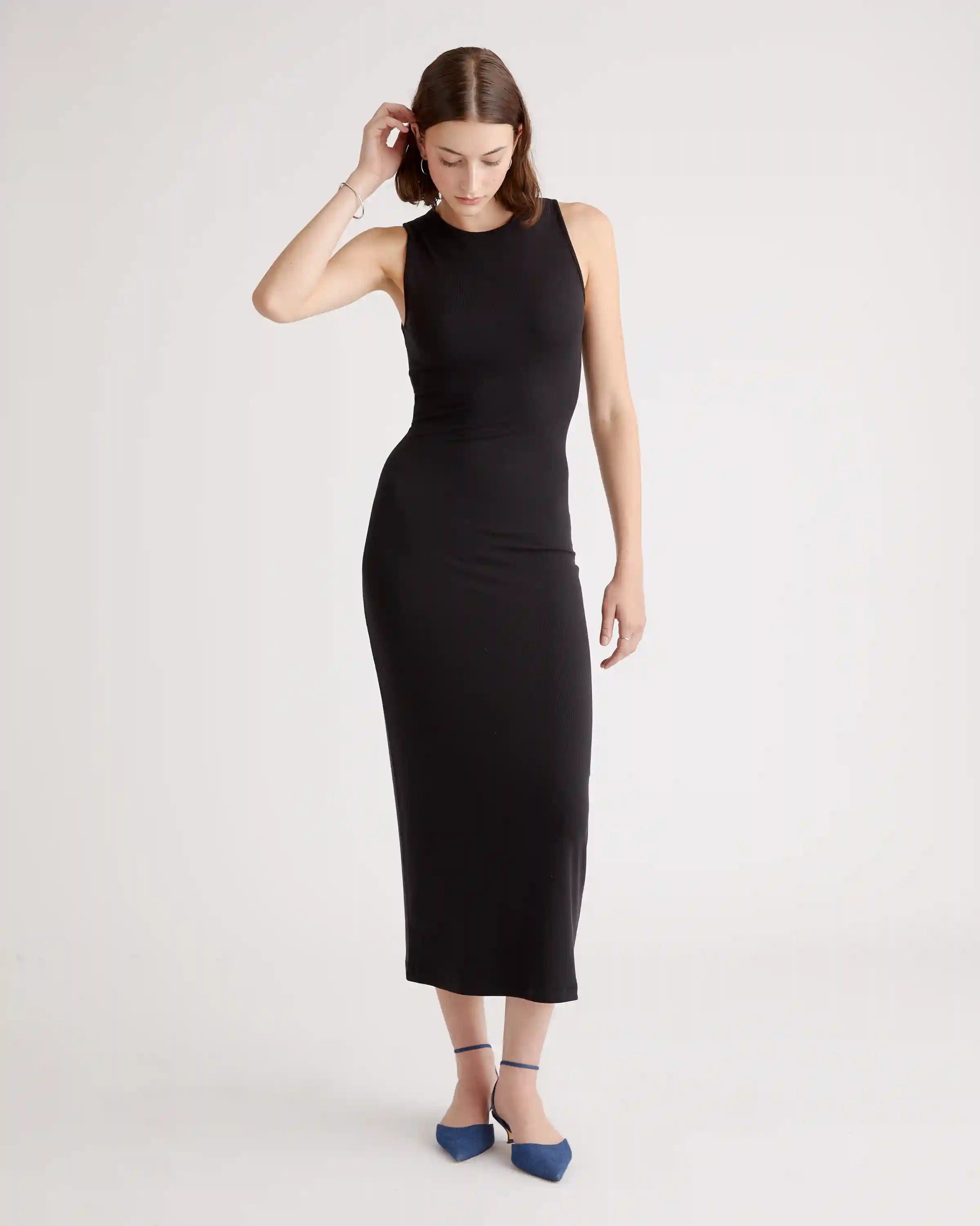 Tencel Rib Knit Tank Midi Dress