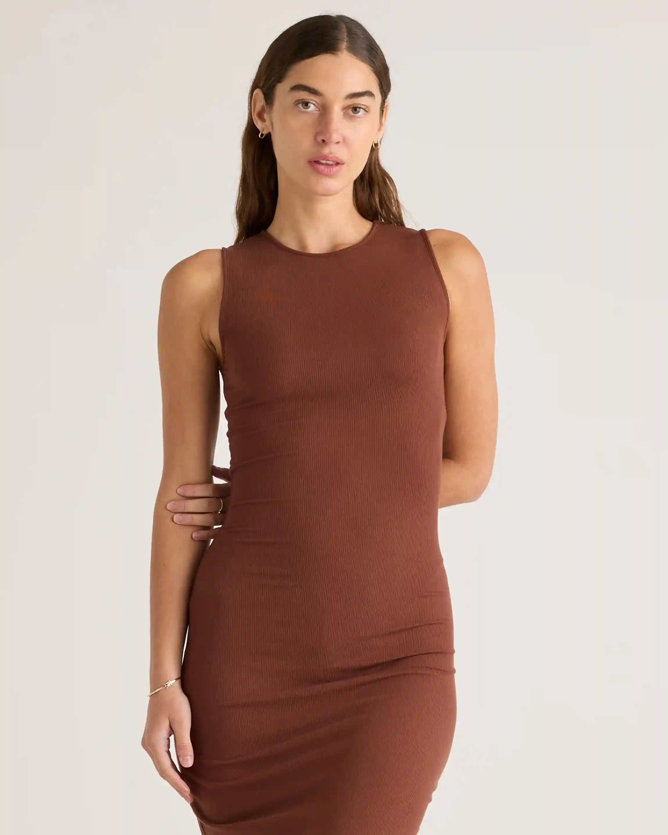 Tencel Rib Knit Tank Midi Dress