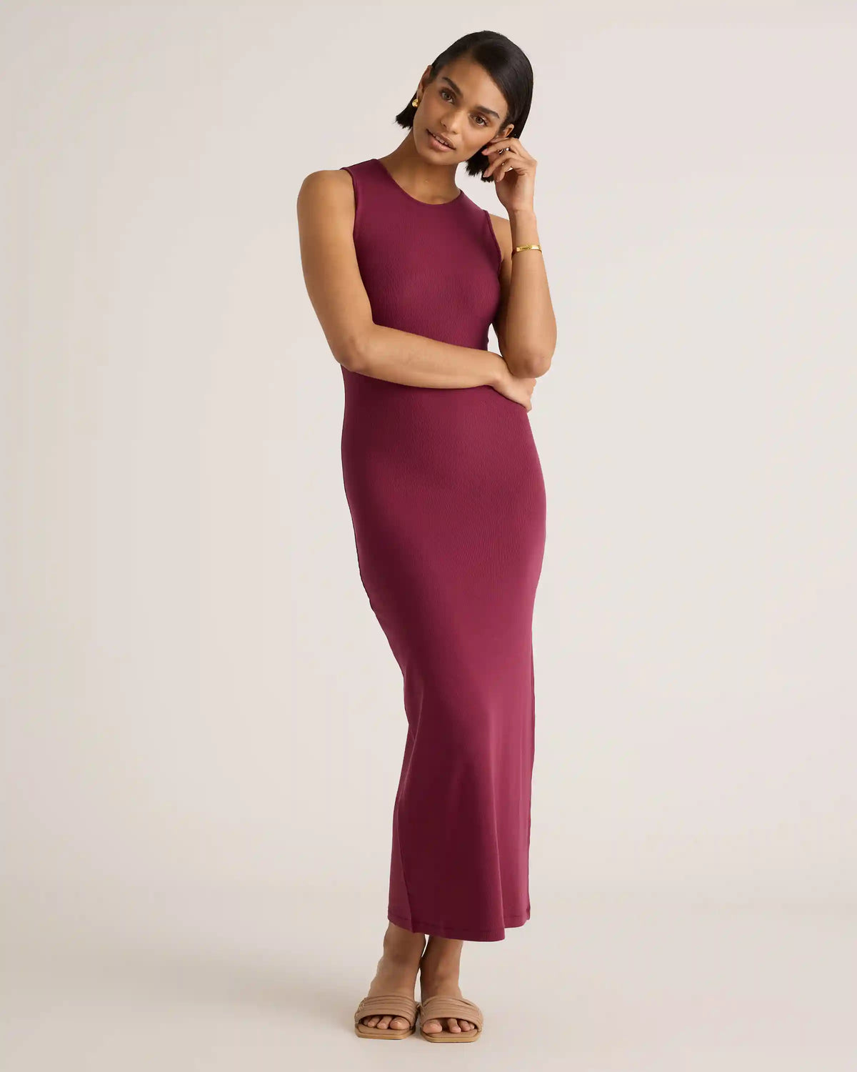 Tencel Rib Knit Tank Midi Dress
