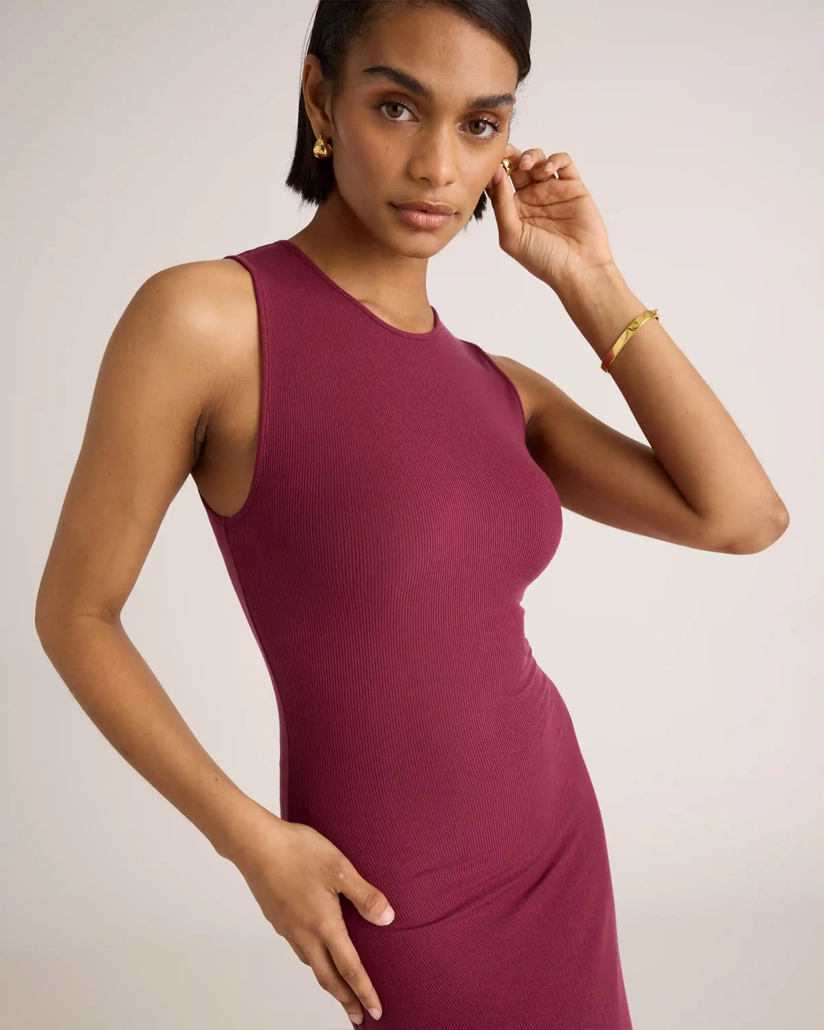 Tencel Rib Knit Tank Midi Dress