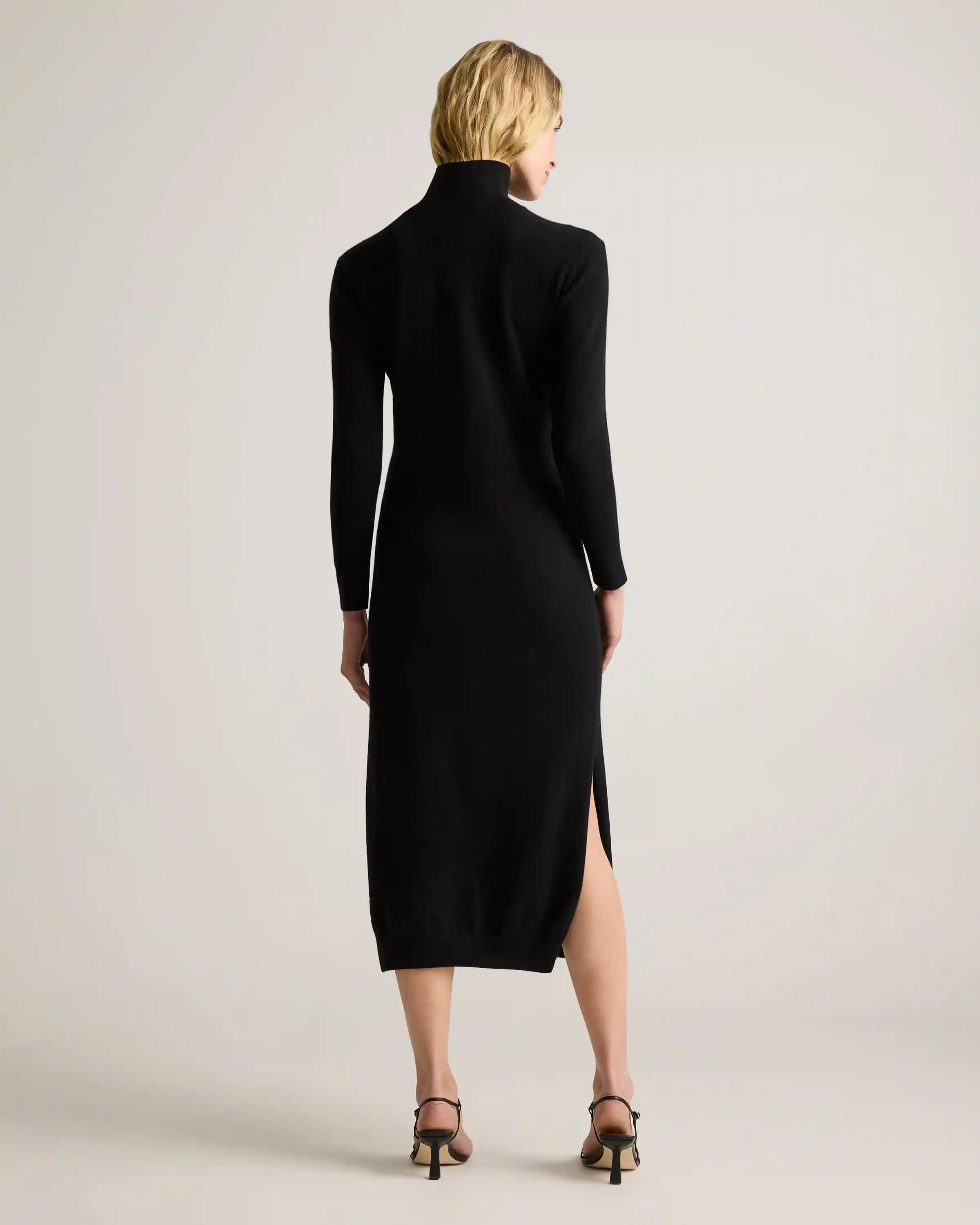 Mongolian Cashmere Turtleneck Midi Sweater Dress