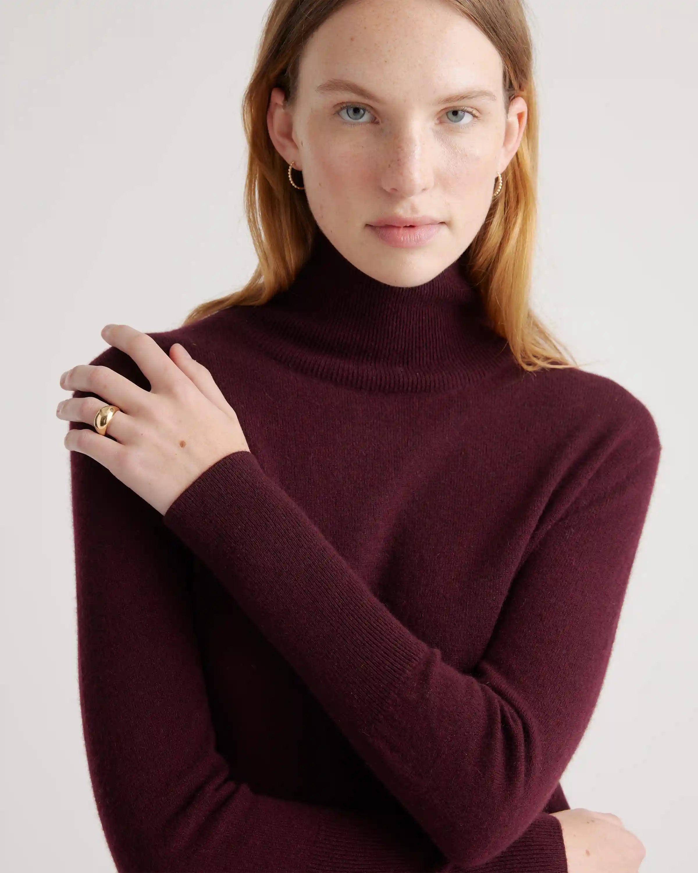Mongolian Spring Cashmere Turtleneck Midi Sweater Dress