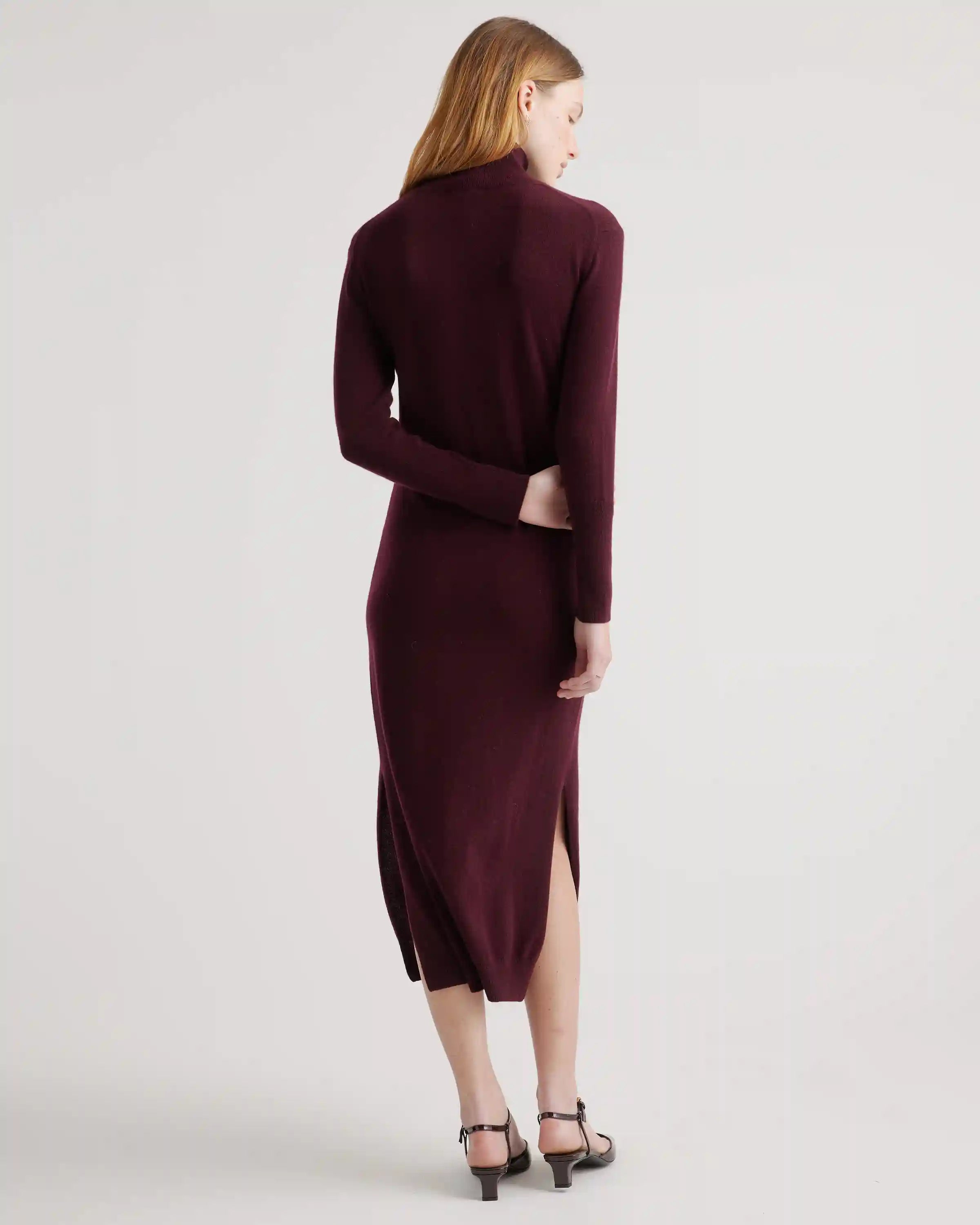 Mongolian Cashmere Turtleneck Midi Sweater Dress
