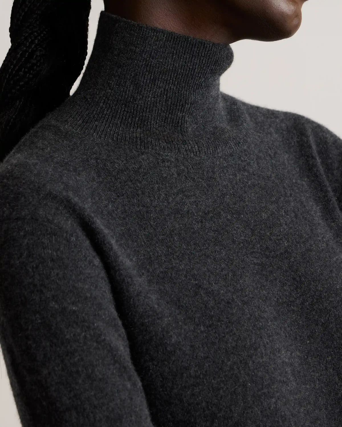 Mongolian Cashmere Turtleneck Midi Sweater Dress