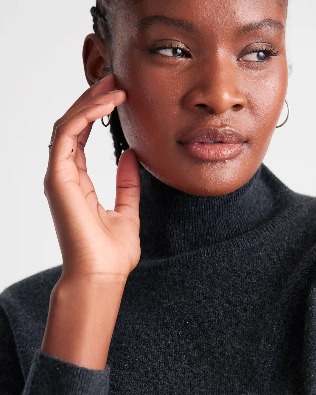 Mongolian Spring Cashmere Turtleneck Midi Sweater Dress