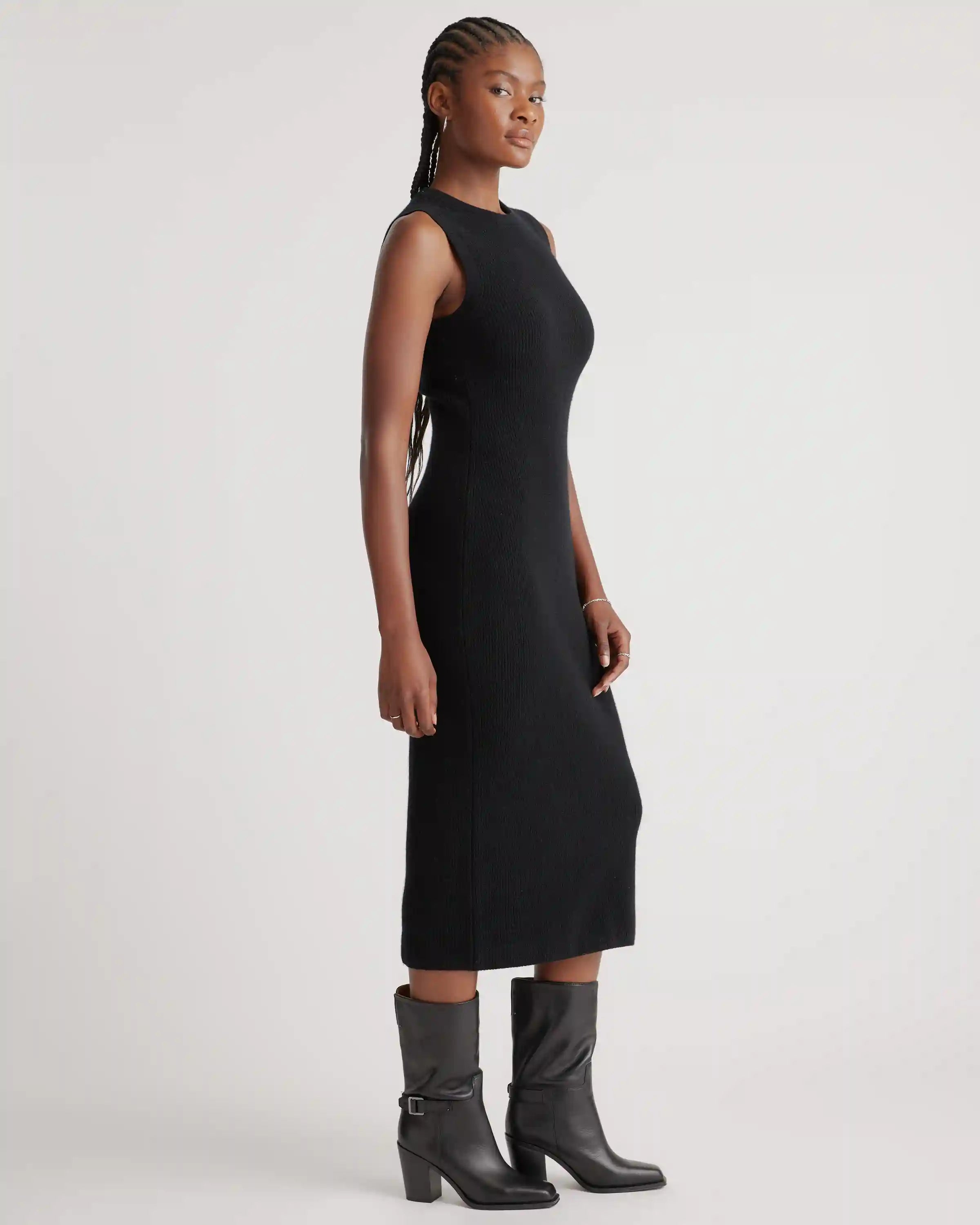 Mongolian Cashmere Sleeveless Midi Sweater Dress