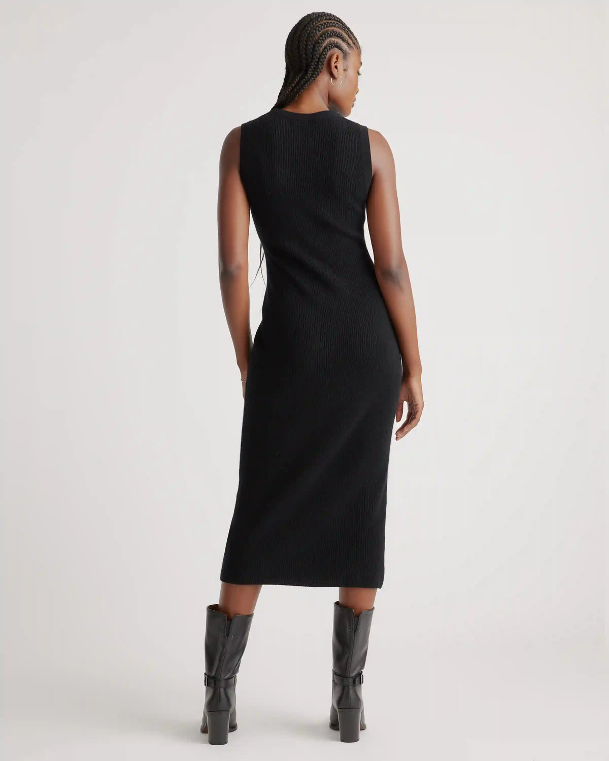 Mongolian Cashmere Sleeveless Midi Sweater Dress