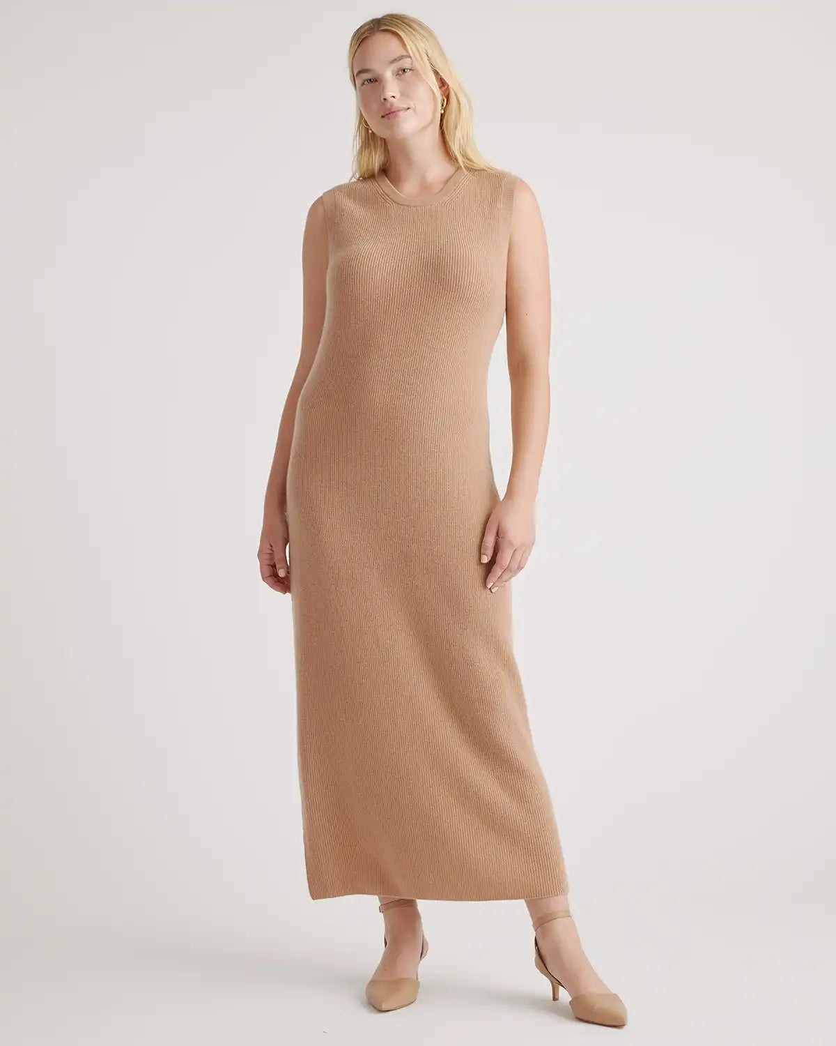 Mongolian Spring Cashmere Sleeveless Midi Sweater Dress