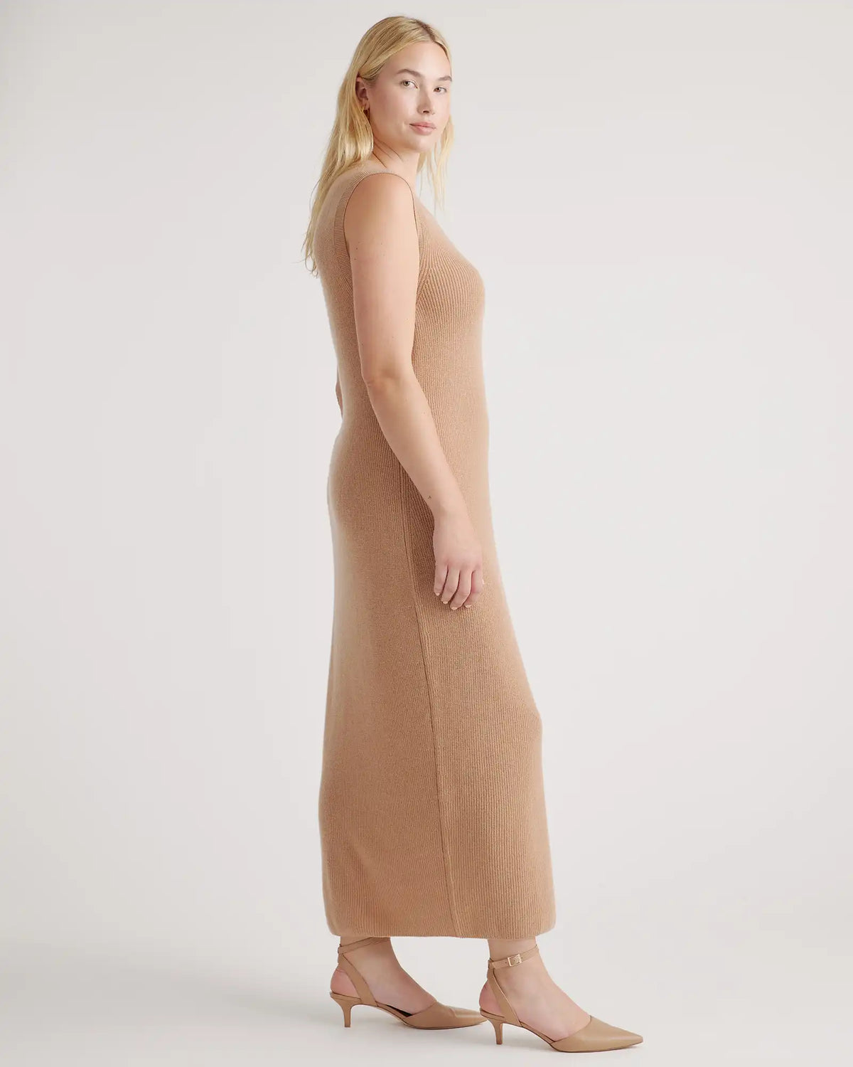 Mongolian Spring Cashmere Sleeveless Midi Sweater Dress