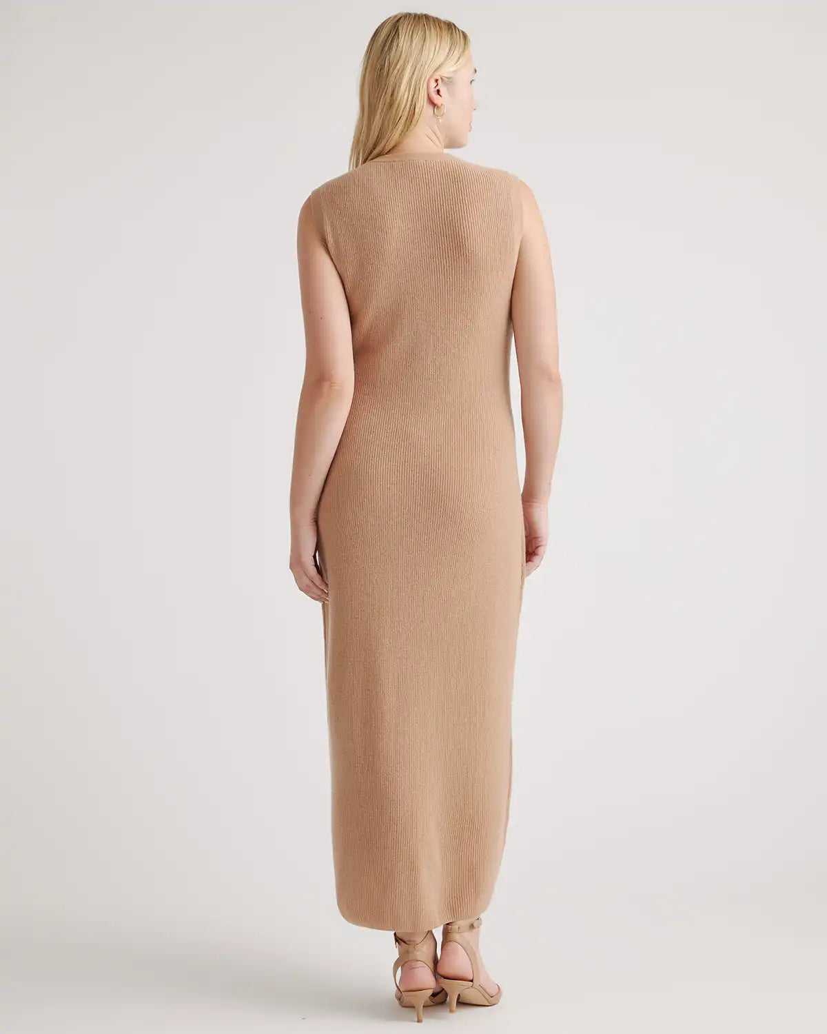 Mongolian Cashmere Sleeveless Midi Sweater Dress