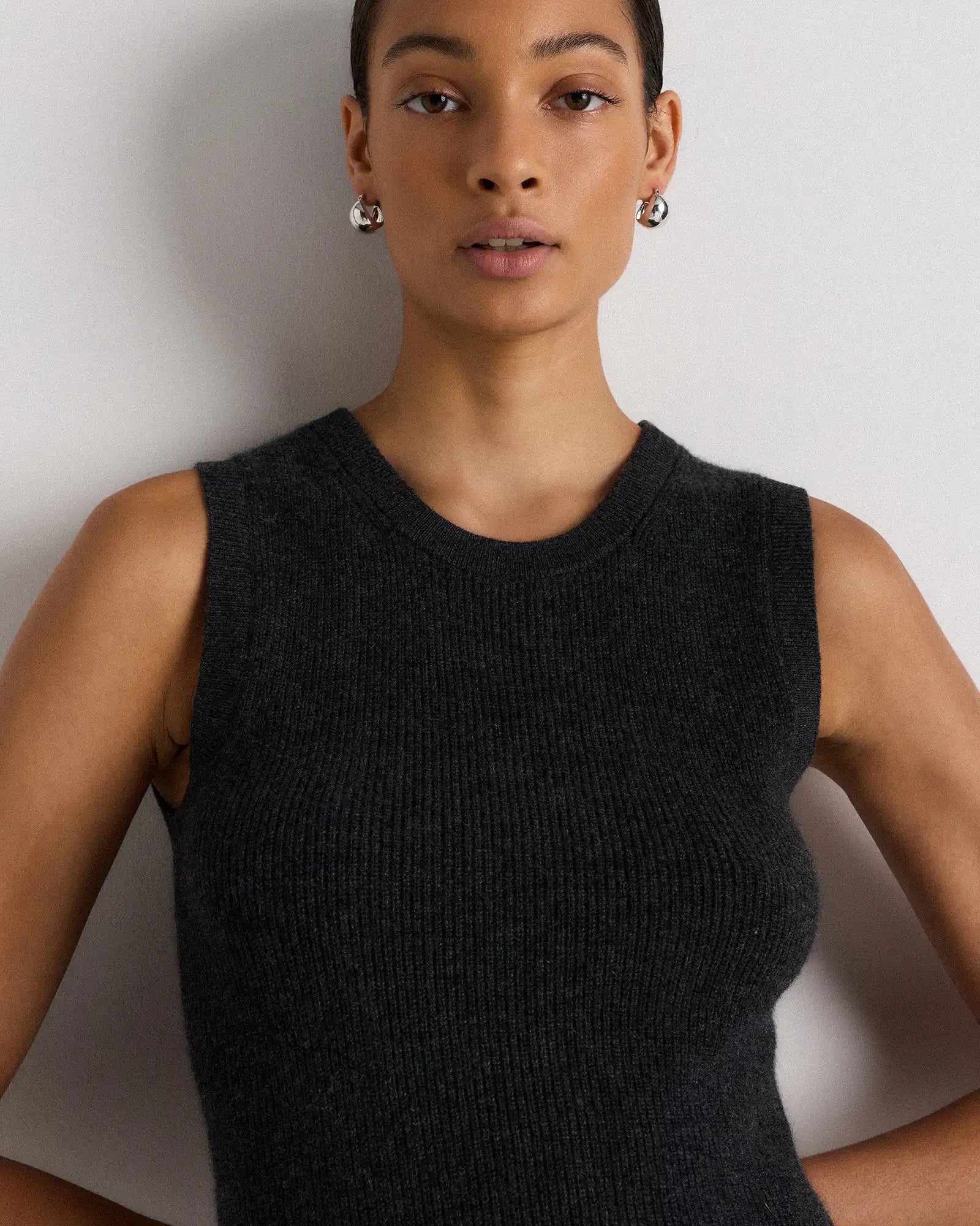 Mongolian Cashmere Sleeveless Midi Sweater Dress