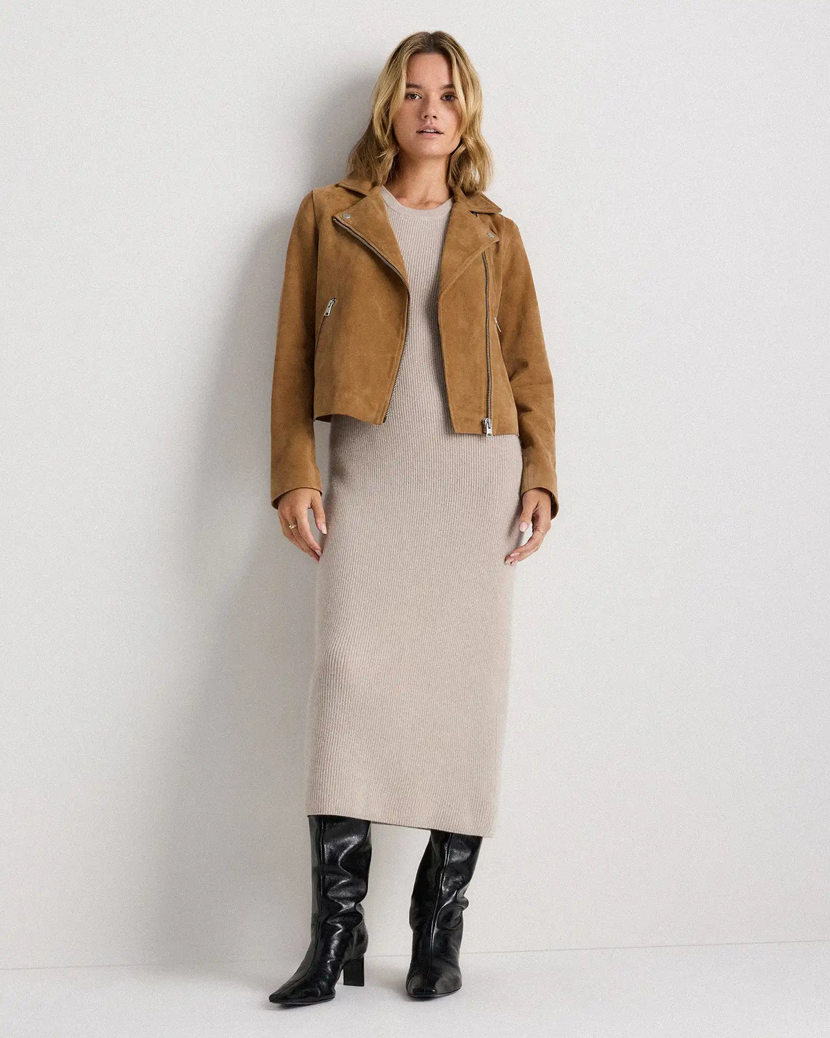 Mongolian Cashmere Sleeveless Midi Sweater Dress