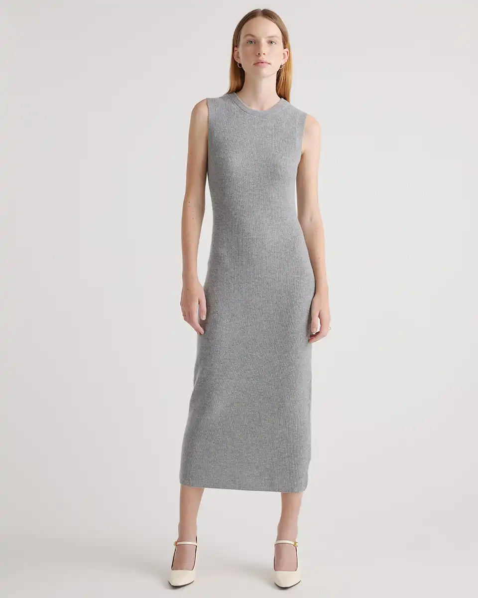 Mongolian Spring Cashmere Sleeveless Midi Sweater Dress