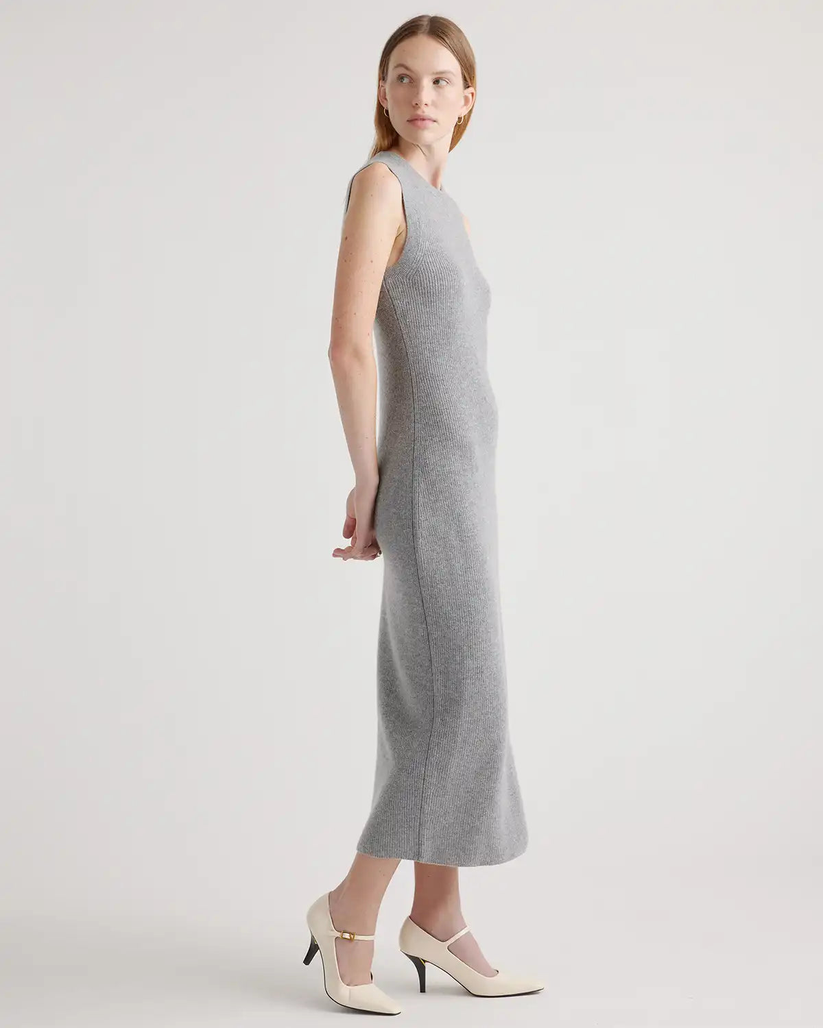 Mongolian Spring Cashmere Sleeveless Midi Sweater Dress