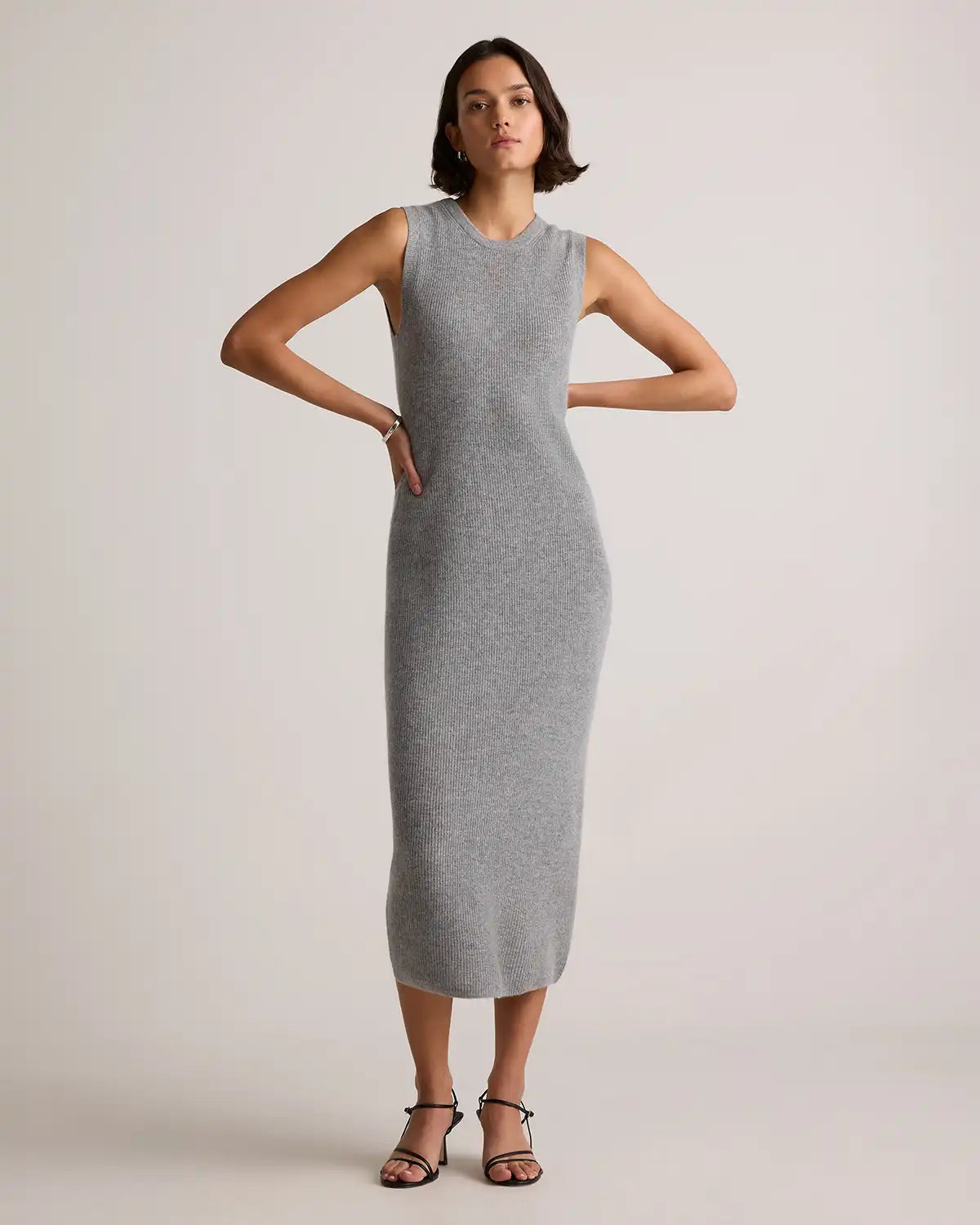 Mongolian Cashmere Sleeveless Midi Sweater Dress