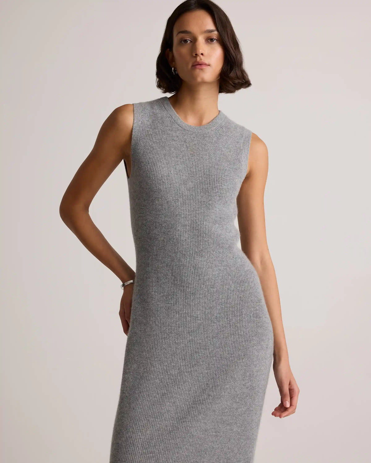 Mongolian Cashmere Sleeveless Midi Sweater Dress