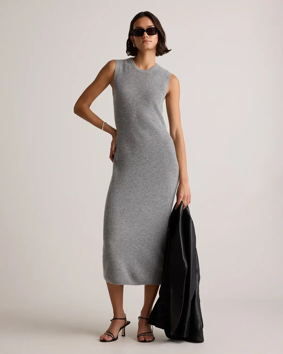 Mongolian Cashmere Sleeveless Midi Sweater Dress