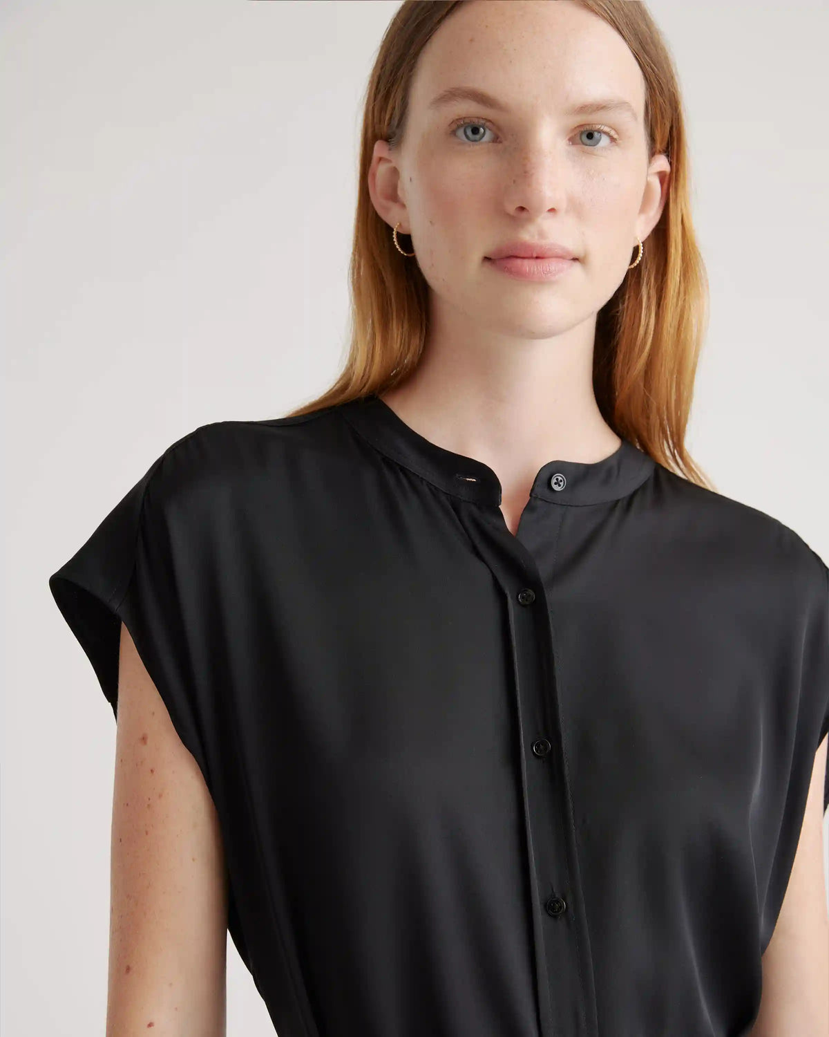 Washable Stretch Silk Midi Shirt Dress