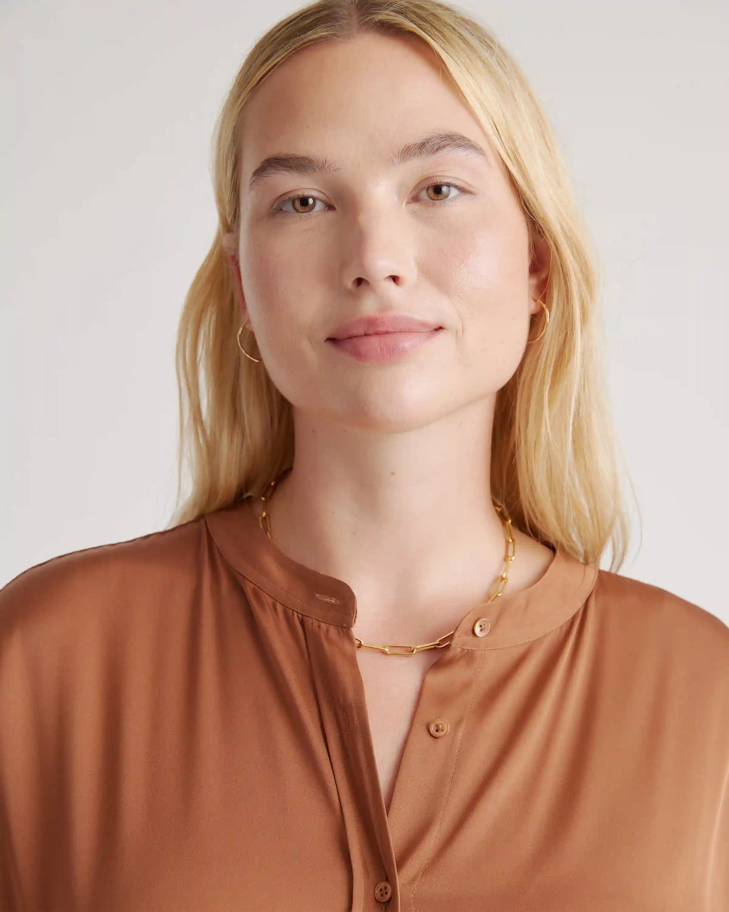 Washable Stretch Silk Midi Shirt Dress
