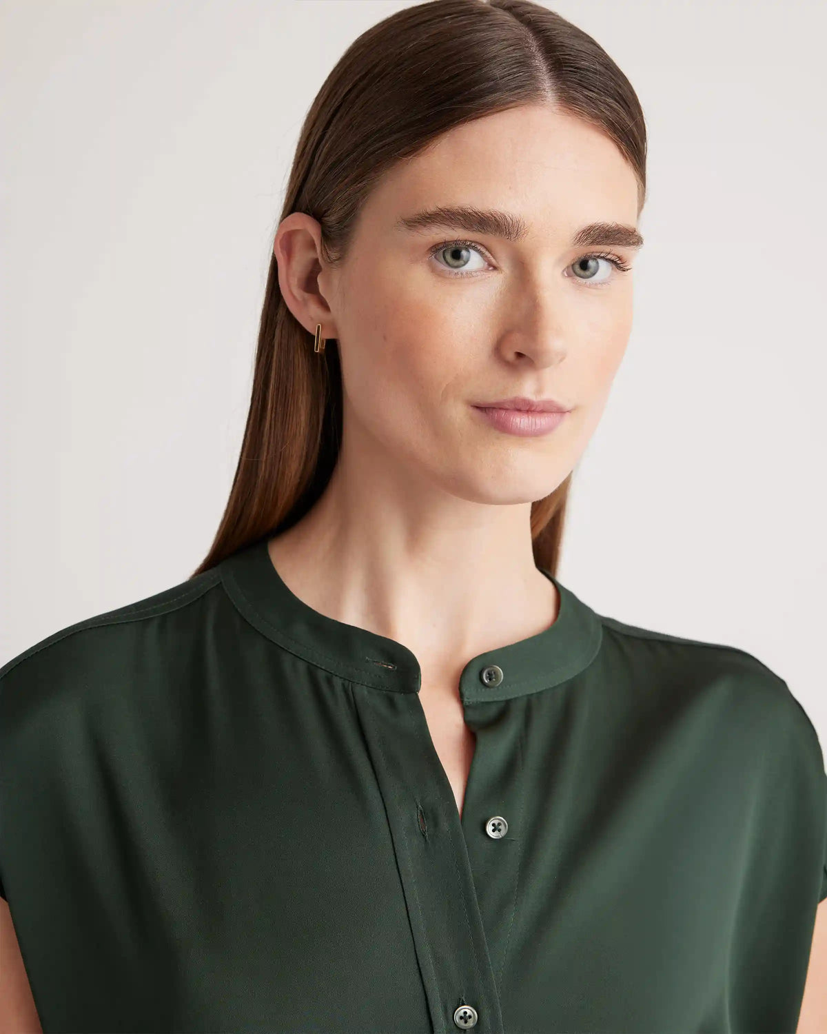 Washable Stretch Silk Midi Shirt Dress