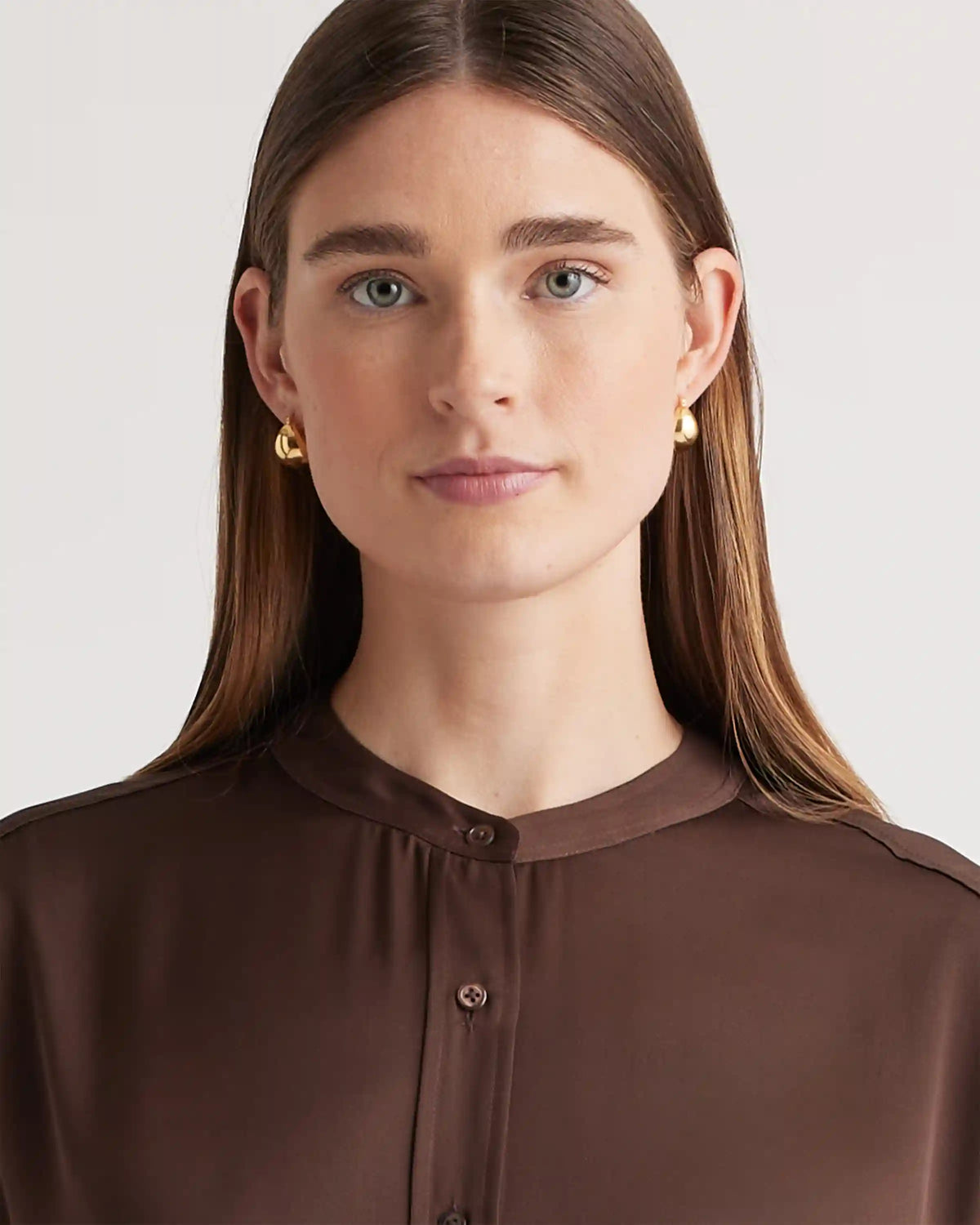 Washable Stretch Silk Midi Shirt Dress