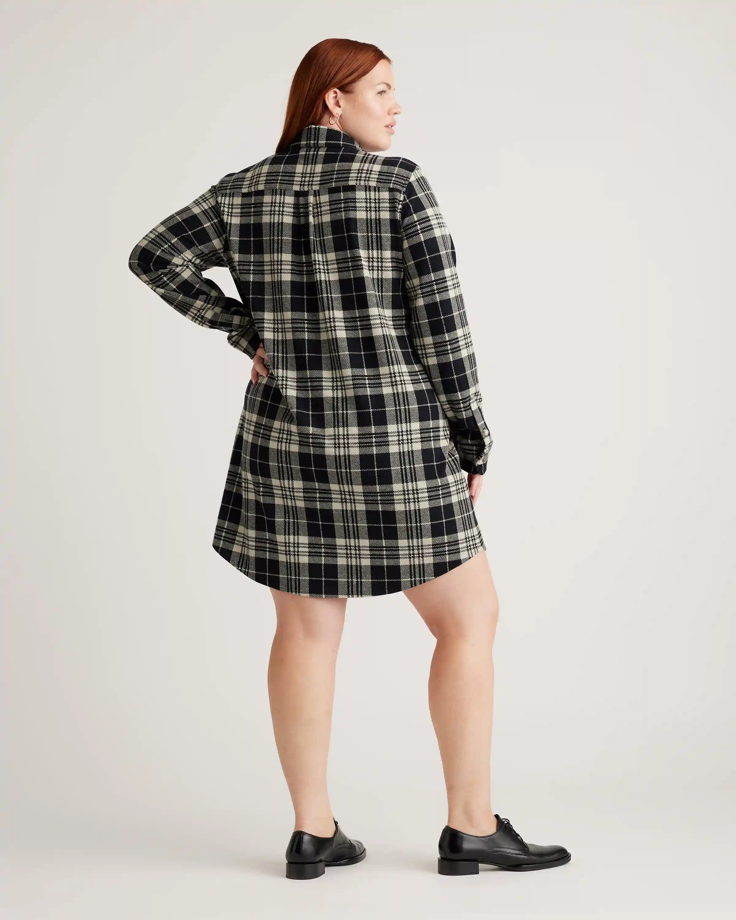 Stretch Sweater Fleece Shirt Dress