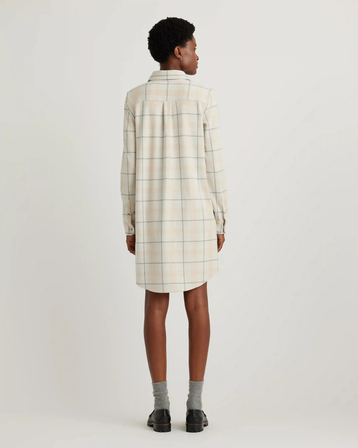 Stretch Sweater Fleece Shirt Dress