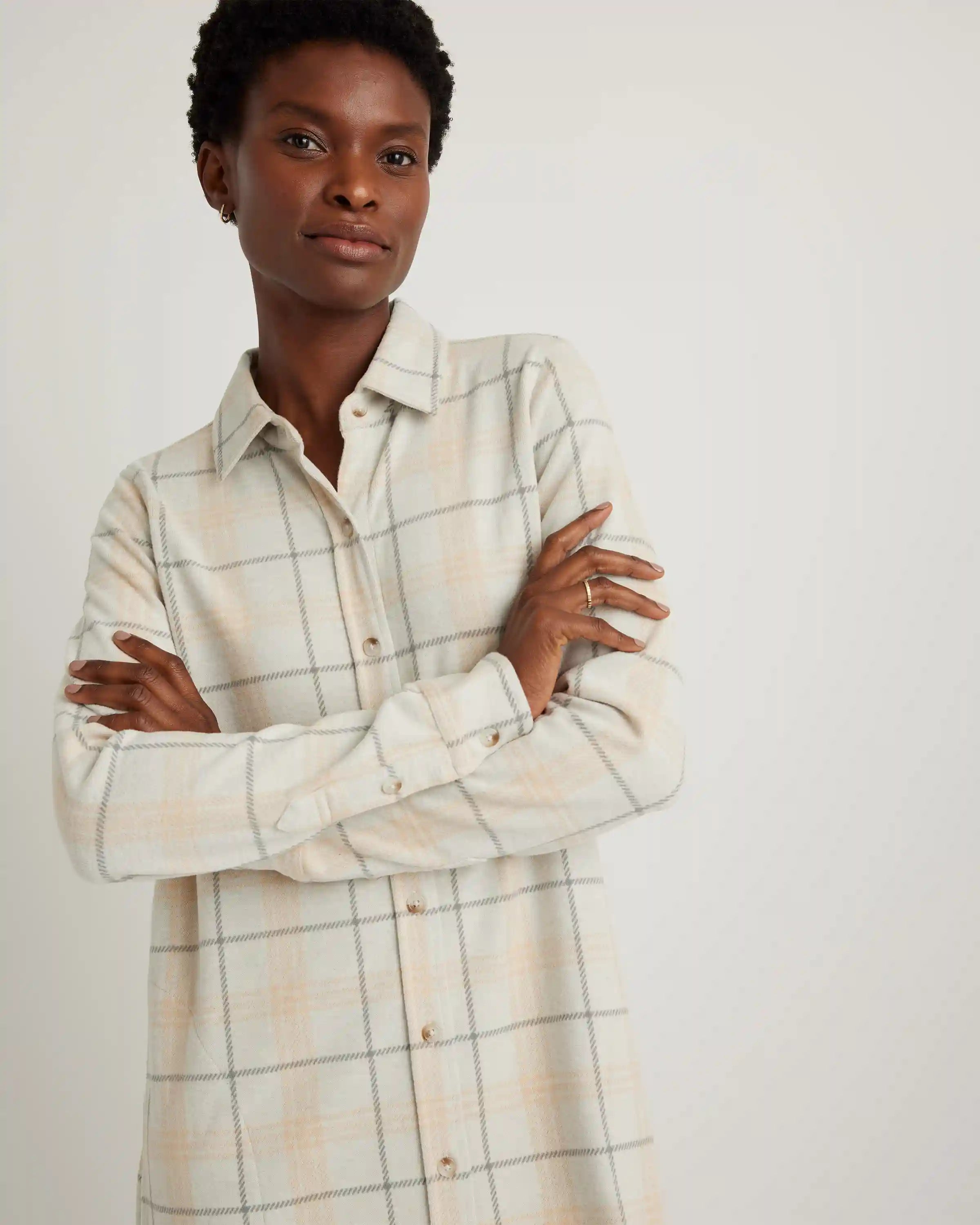 Stretch Sweater Fleece Shirt Dress