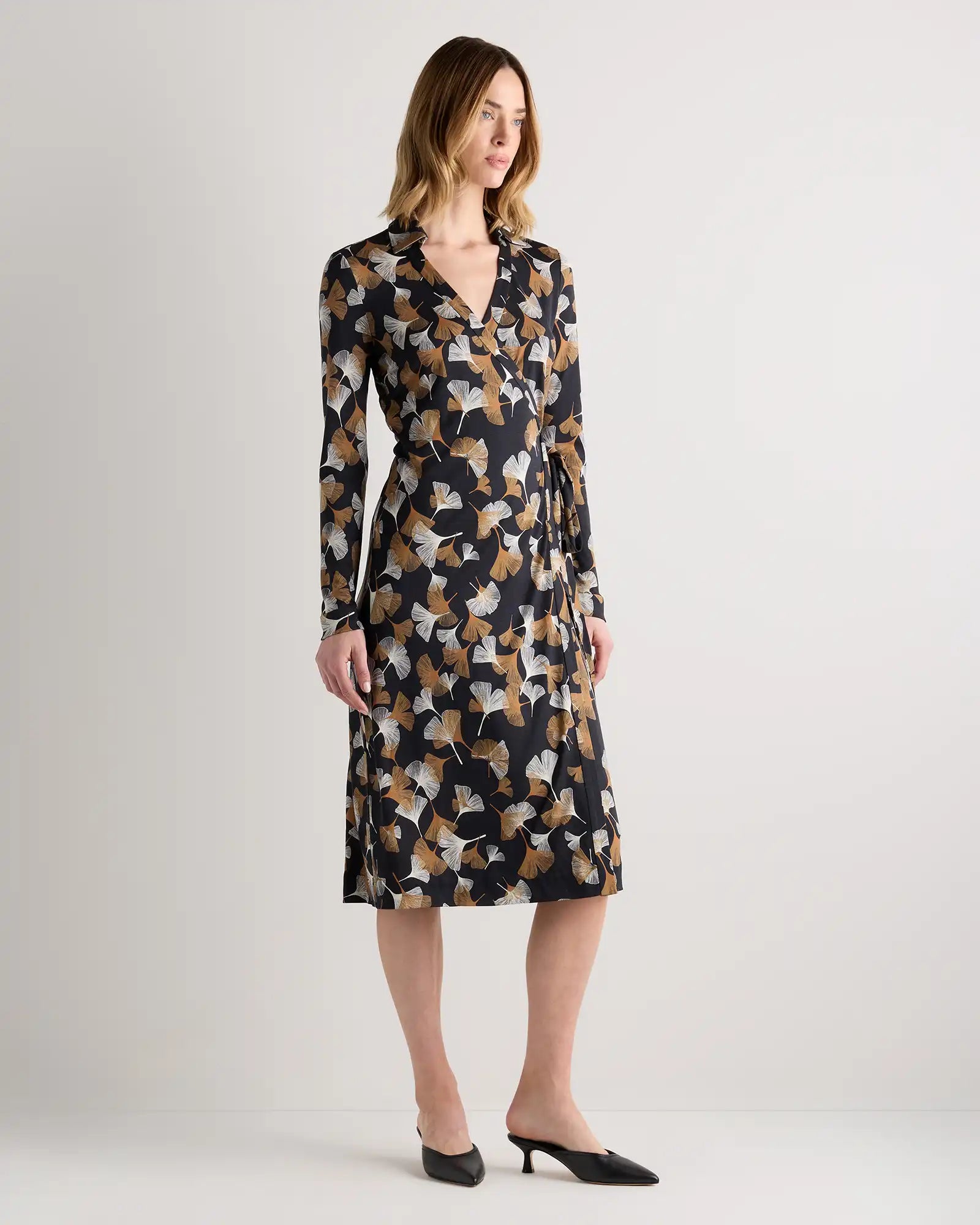 100% Silk Jersey Midi Wrap Dress