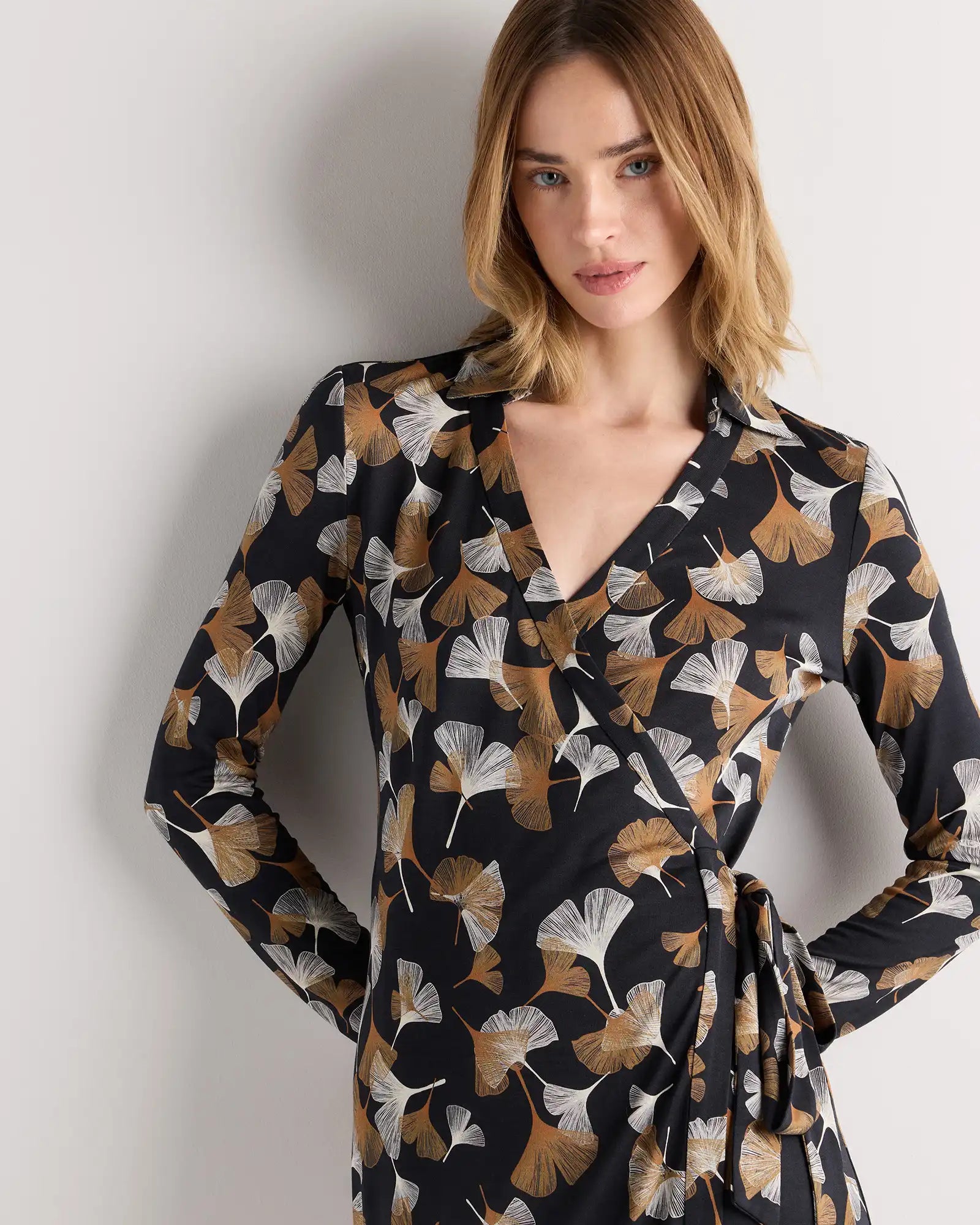 100% Silk Jersey Midi Wrap Dress
