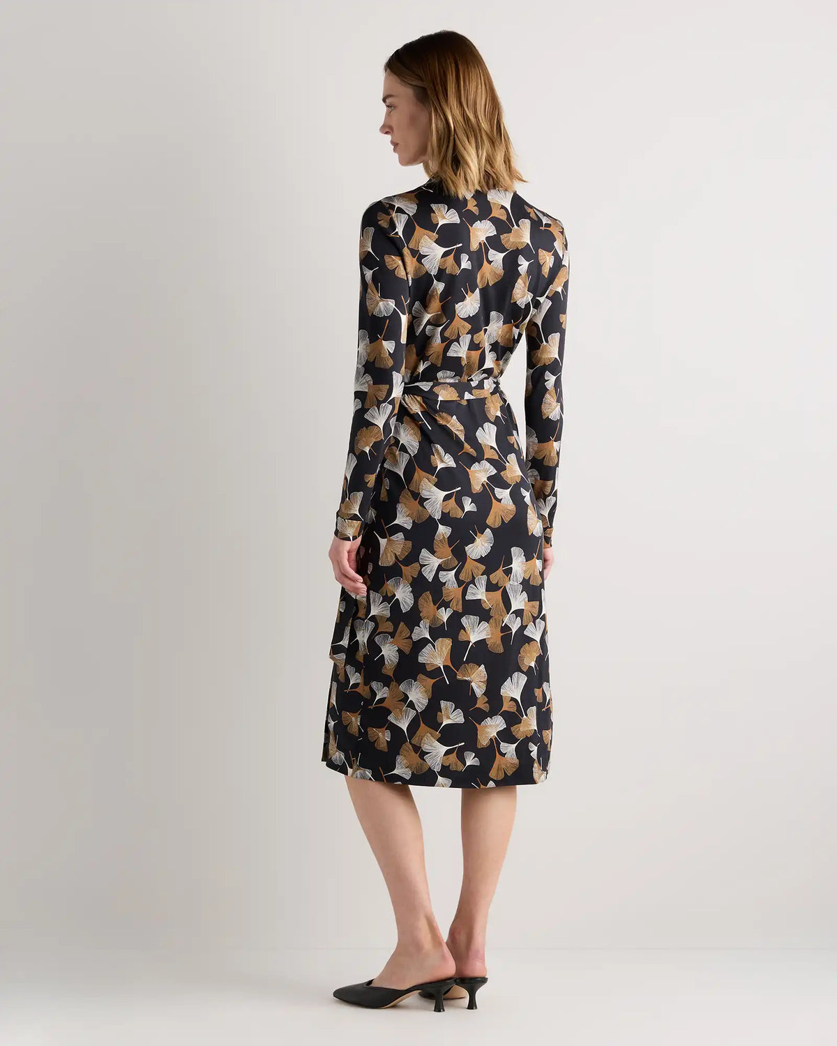 100% Silk Jersey Midi Wrap Dress