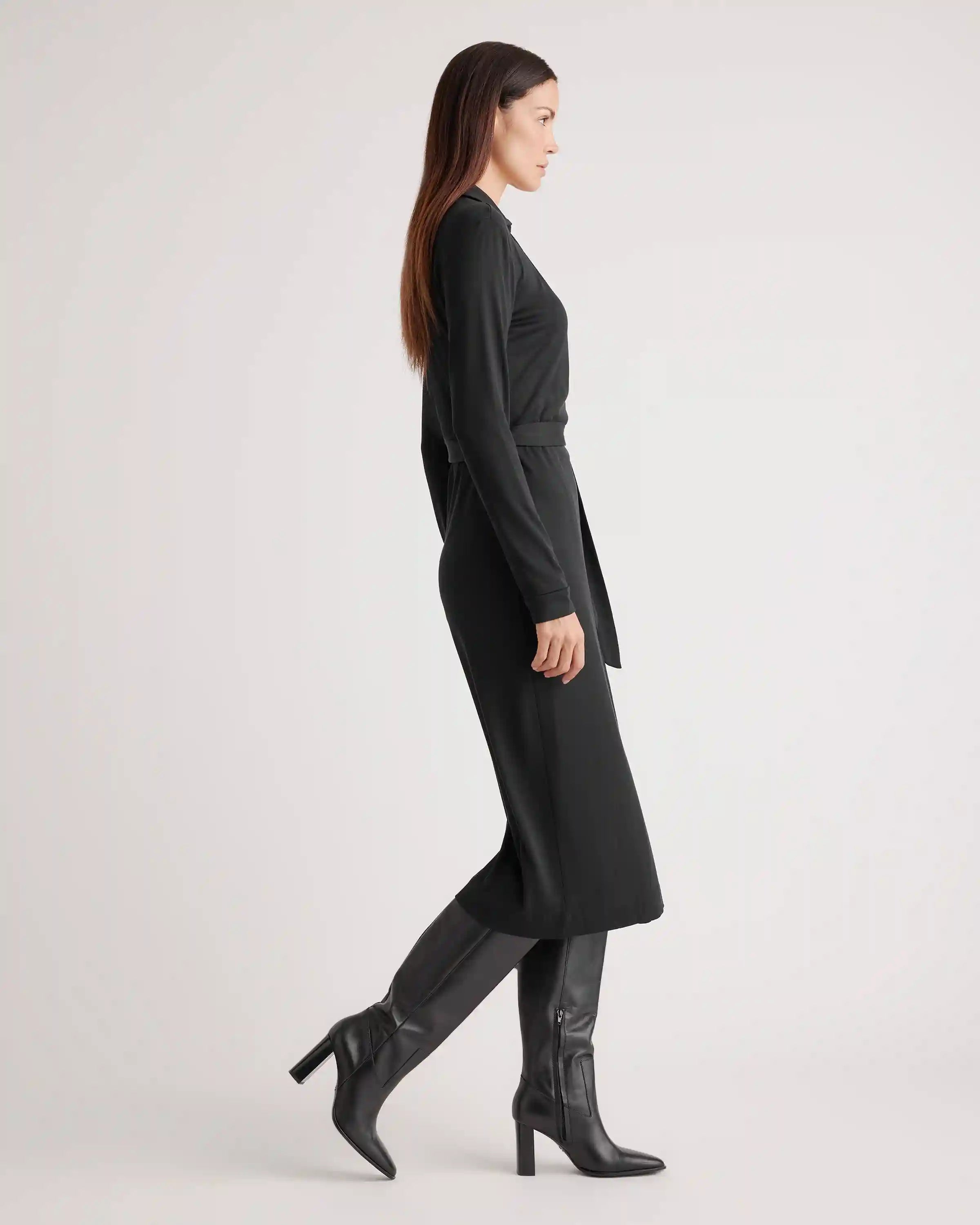 100% Silk Jersey Midi Wrap Dress