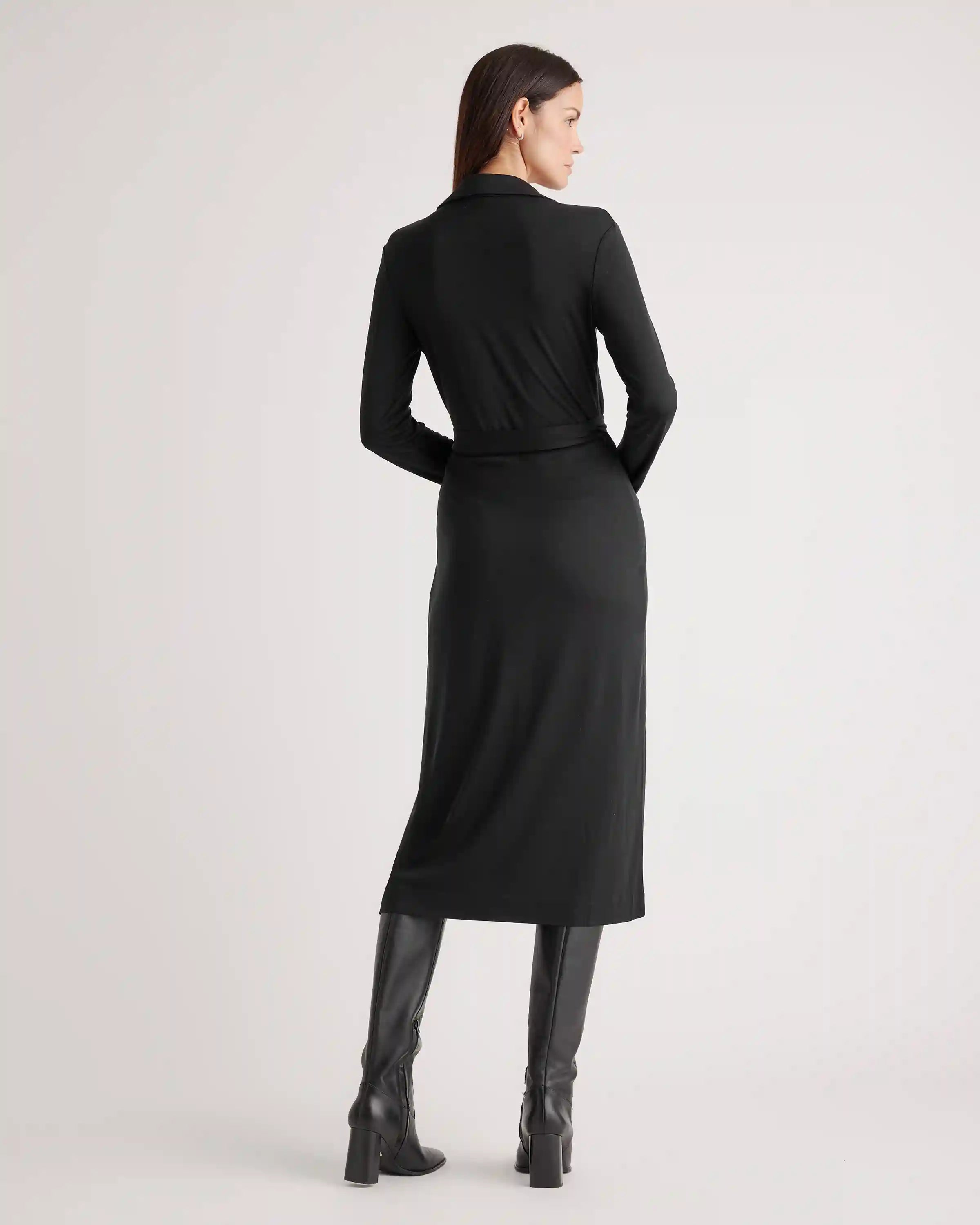 100% Silk Jersey Midi Wrap Dress
