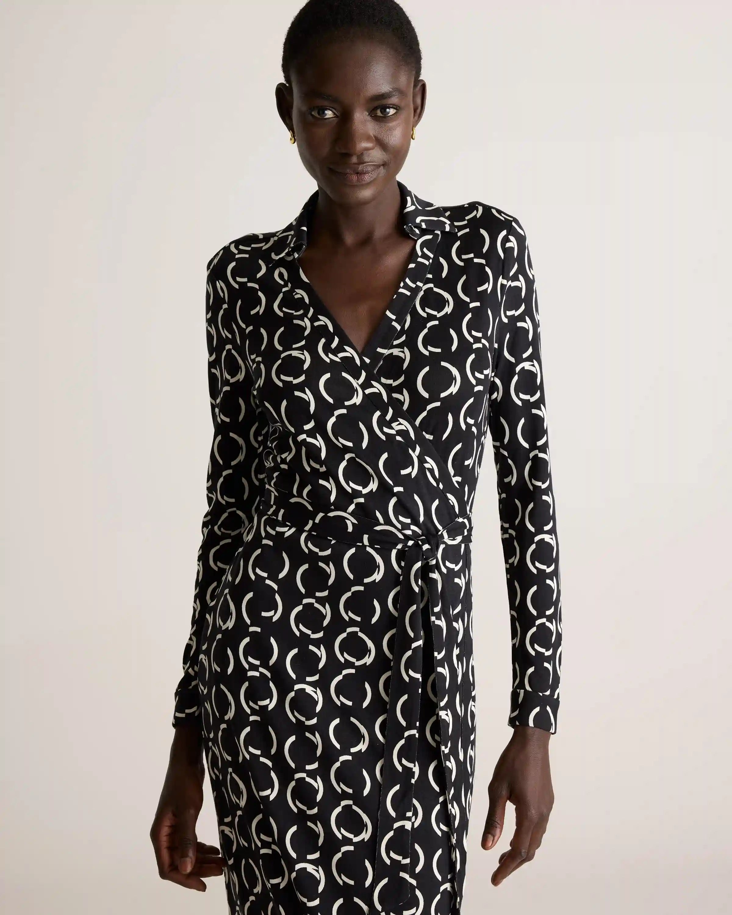 100% Silk Jersey Midi Wrap Dress