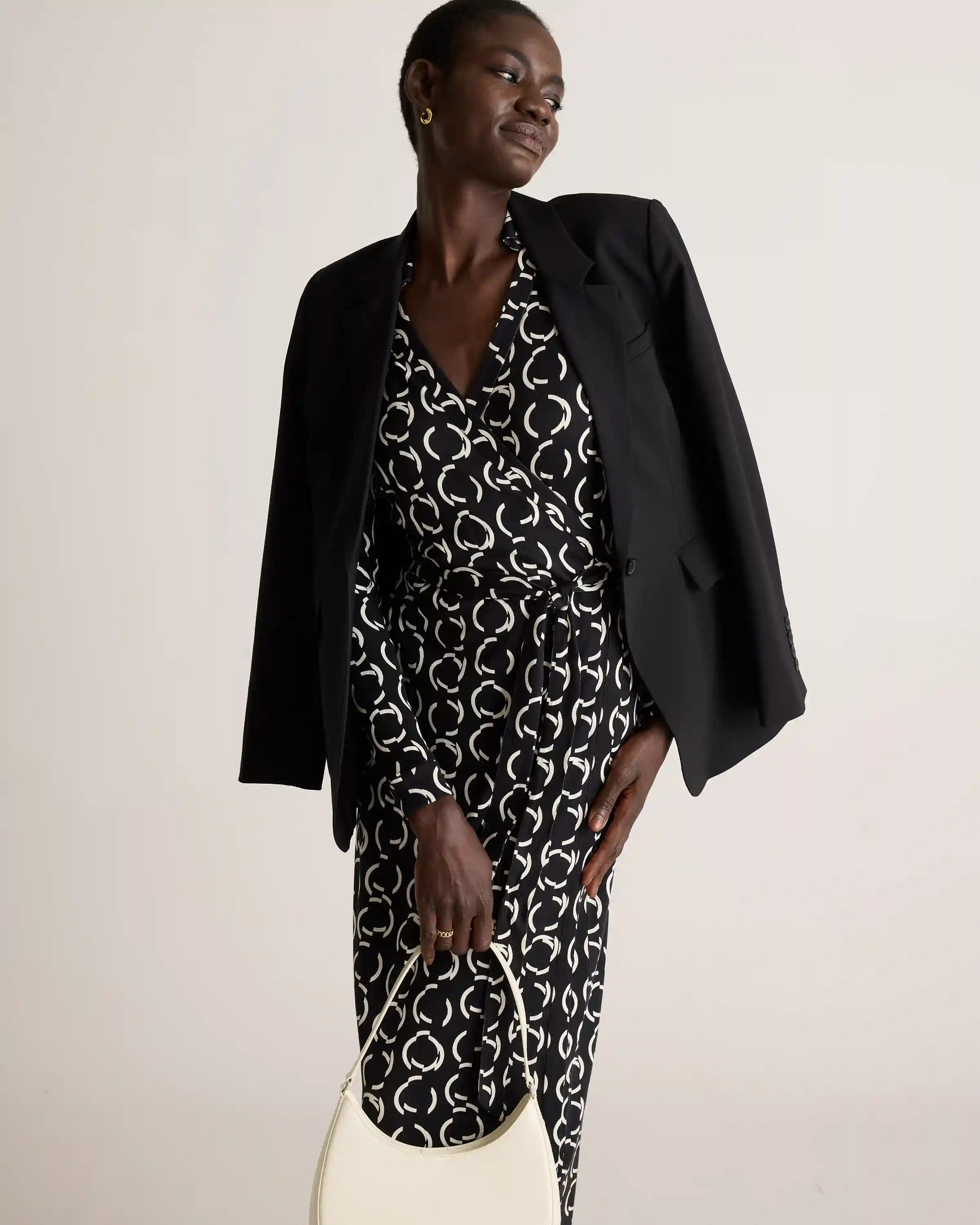 100% Silk Jersey Midi Wrap Dress