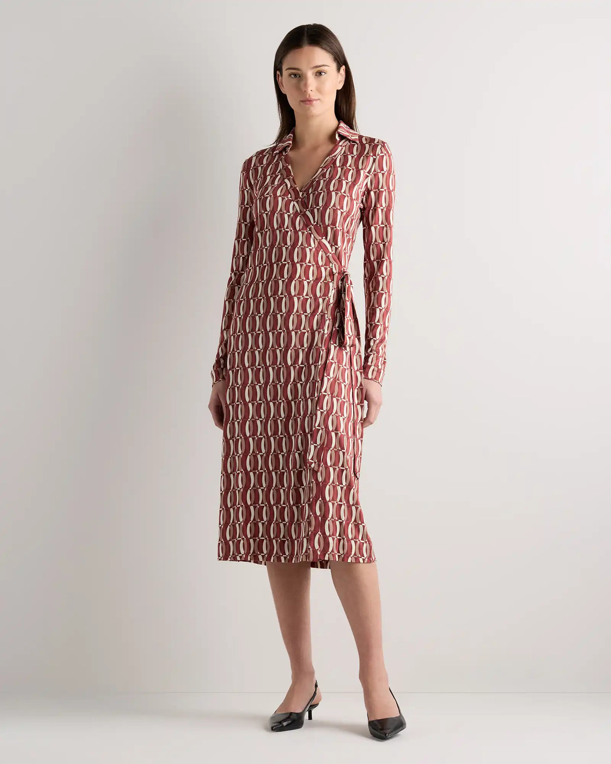 100% Silk Jersey Midi Wrap Dress