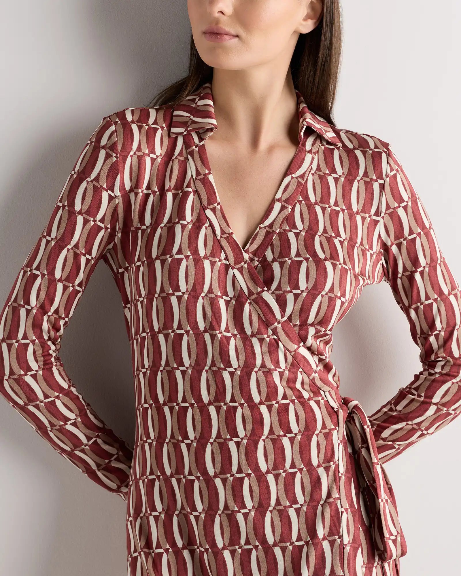 100% Silk Jersey Midi Wrap Dress