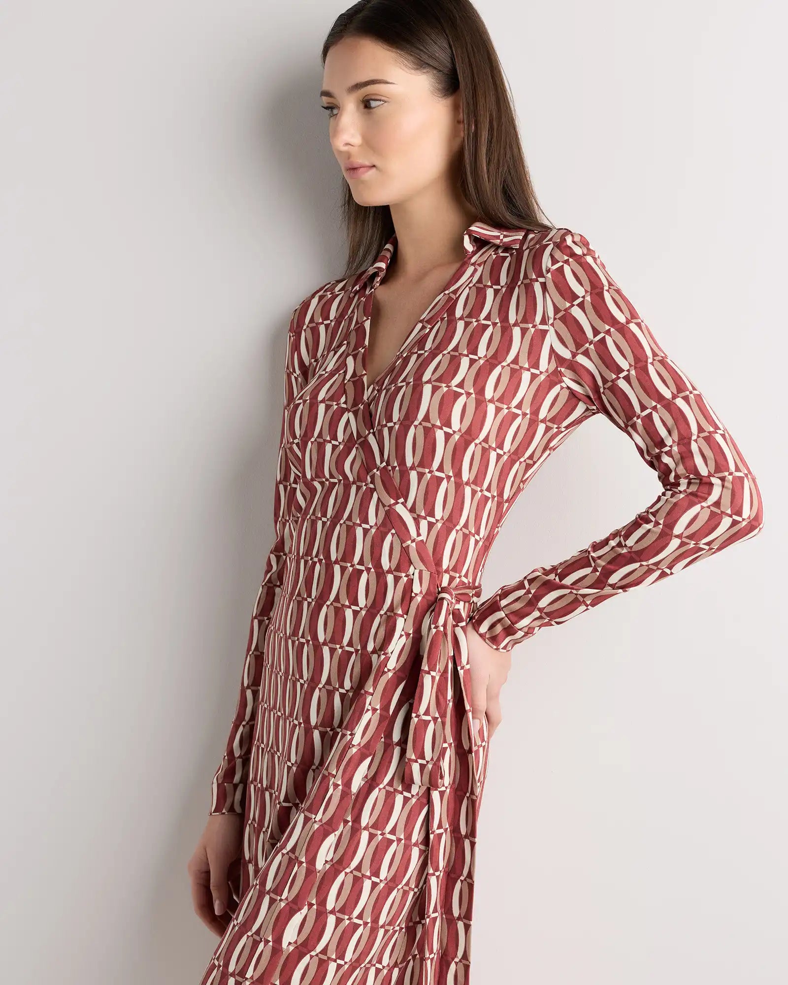 100% Silk Jersey Midi Wrap Dress