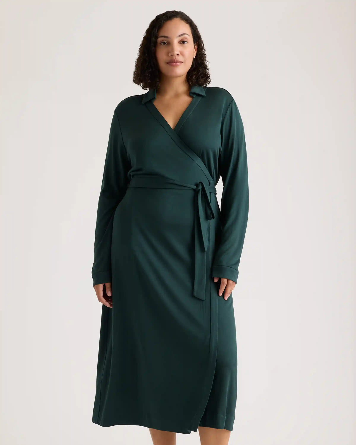 100% Silk Jersey Midi Wrap Dress