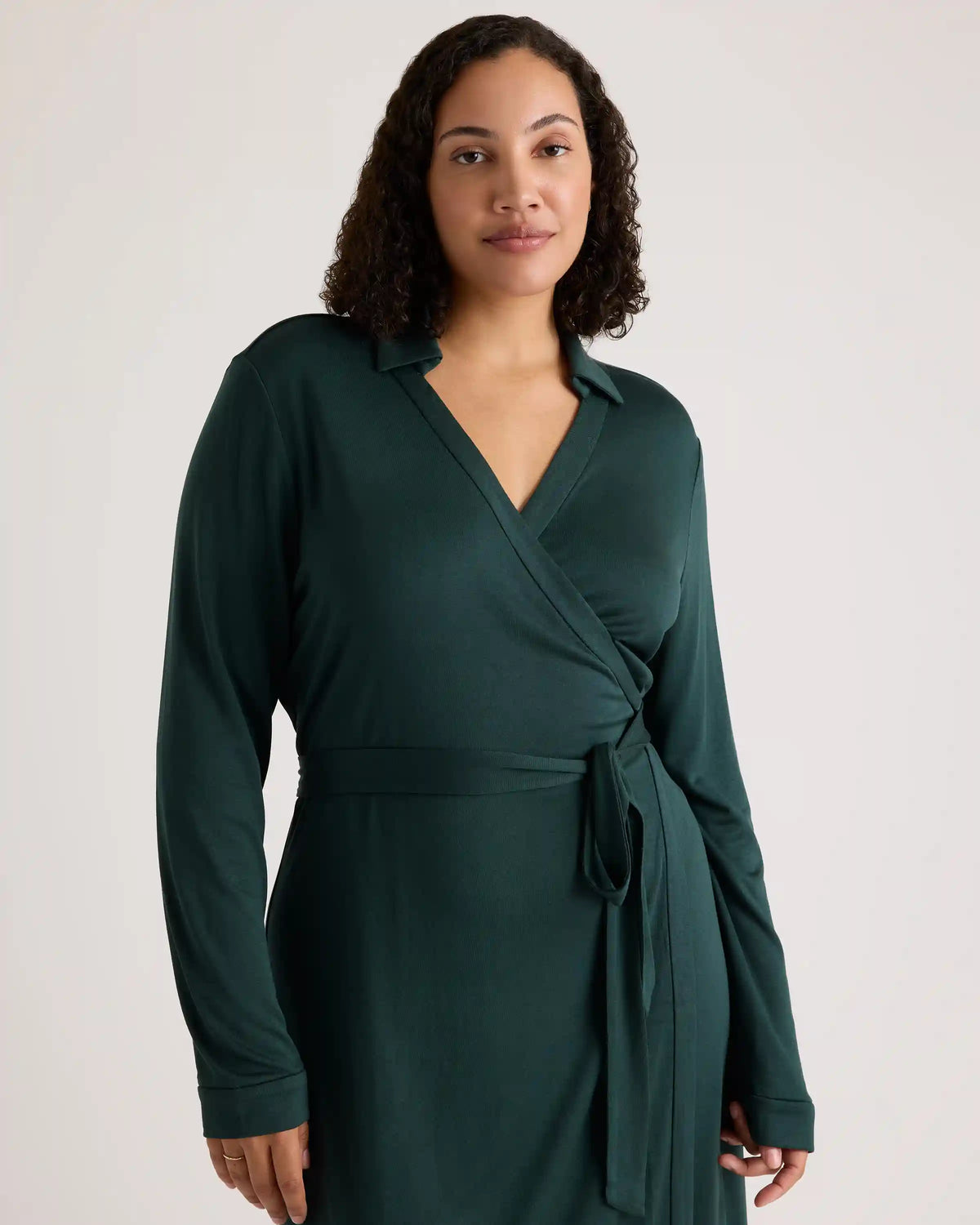 100% Silk Jersey Midi Wrap Dress