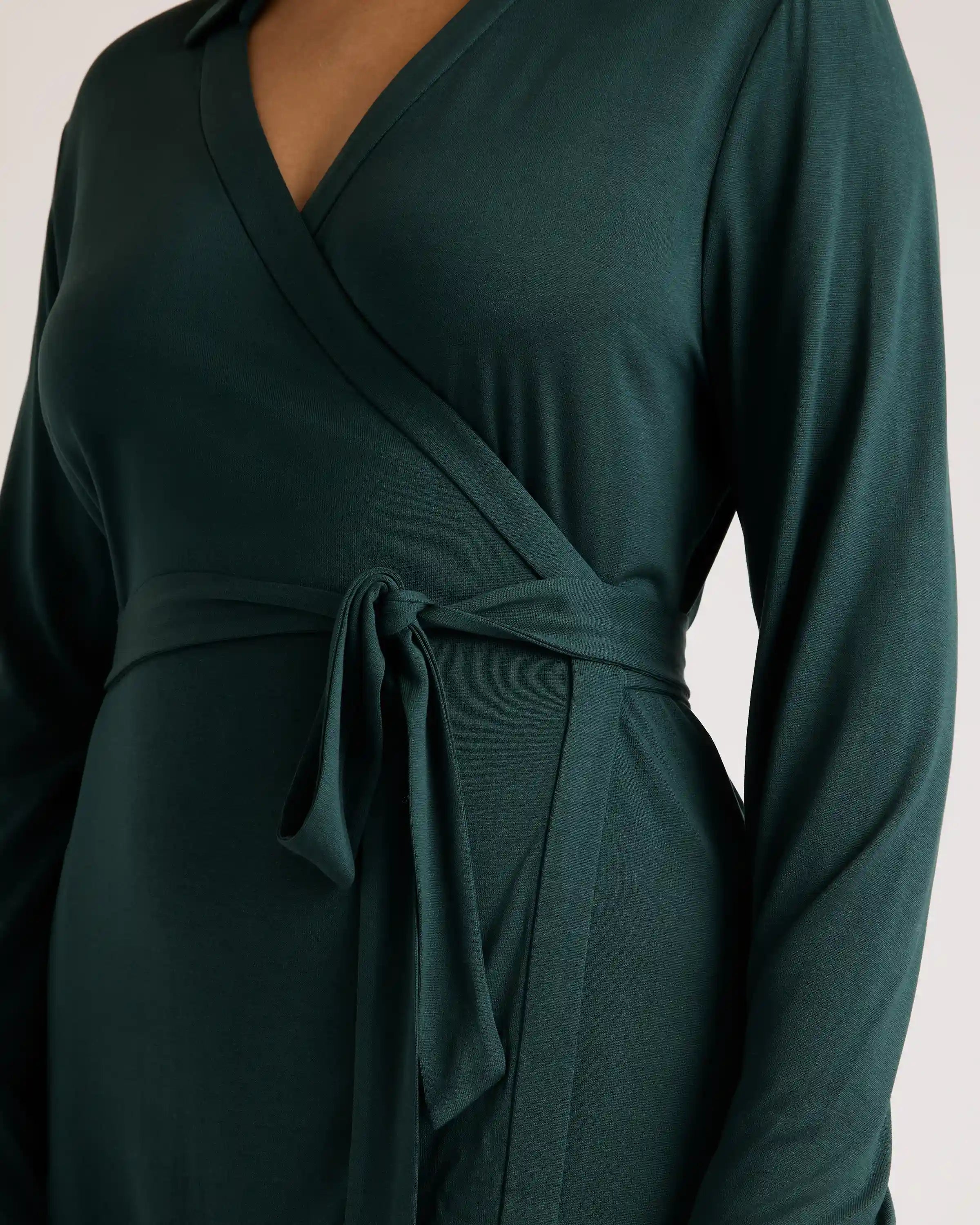 100% Silk Jersey Midi Wrap Dress