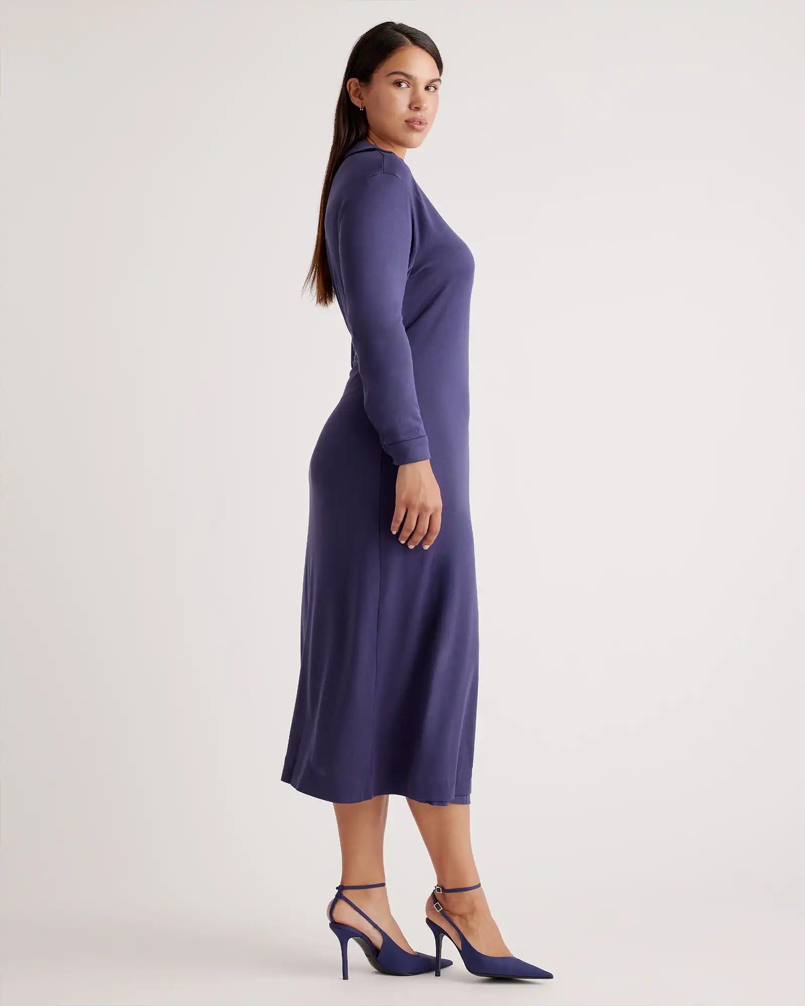 100% Silk Jersey Midi Wrap Dress